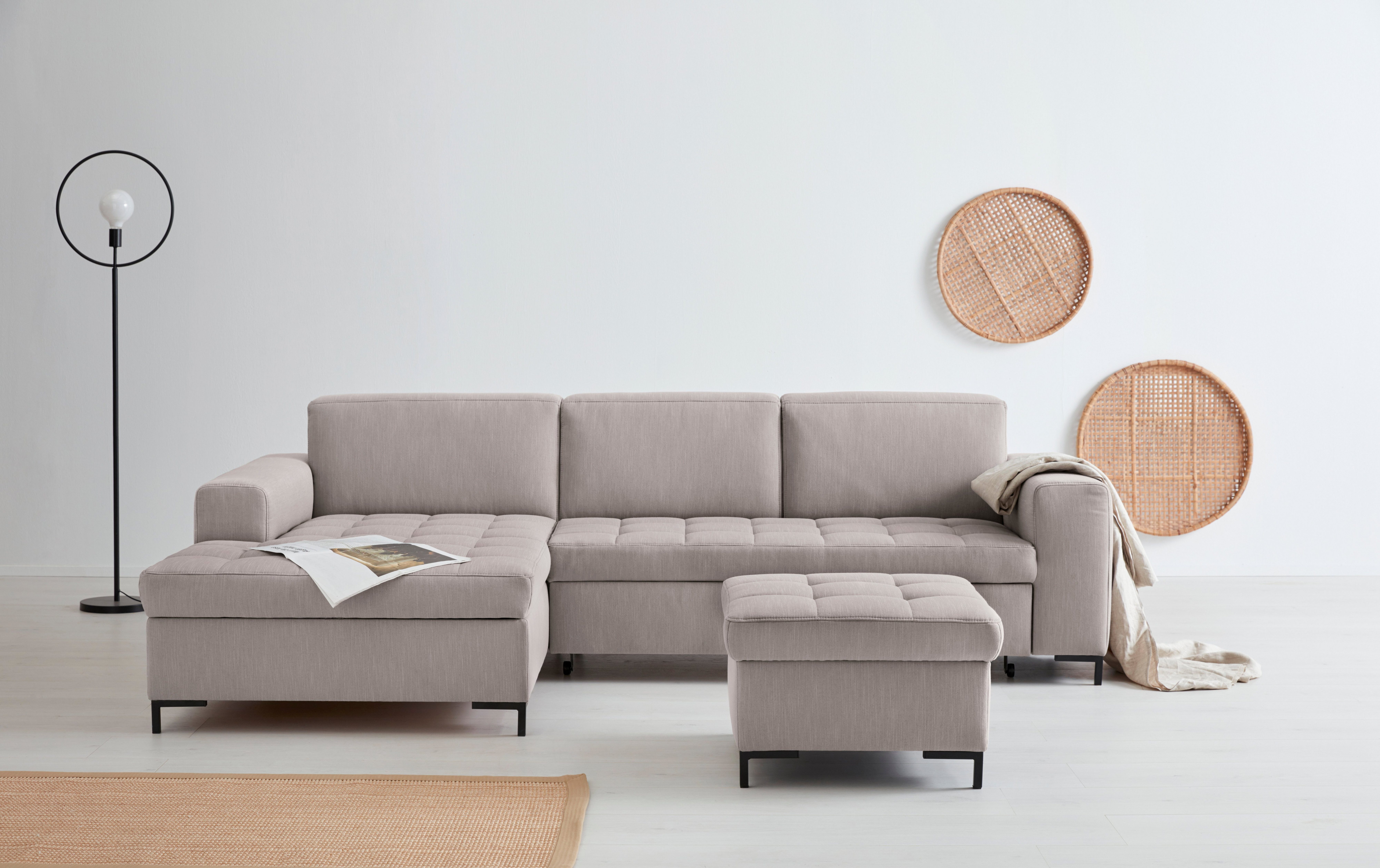OTTO products Hocker Grazzo hoogwaardige stoffen van gerecycled materiaal, stiksels op de zitting
