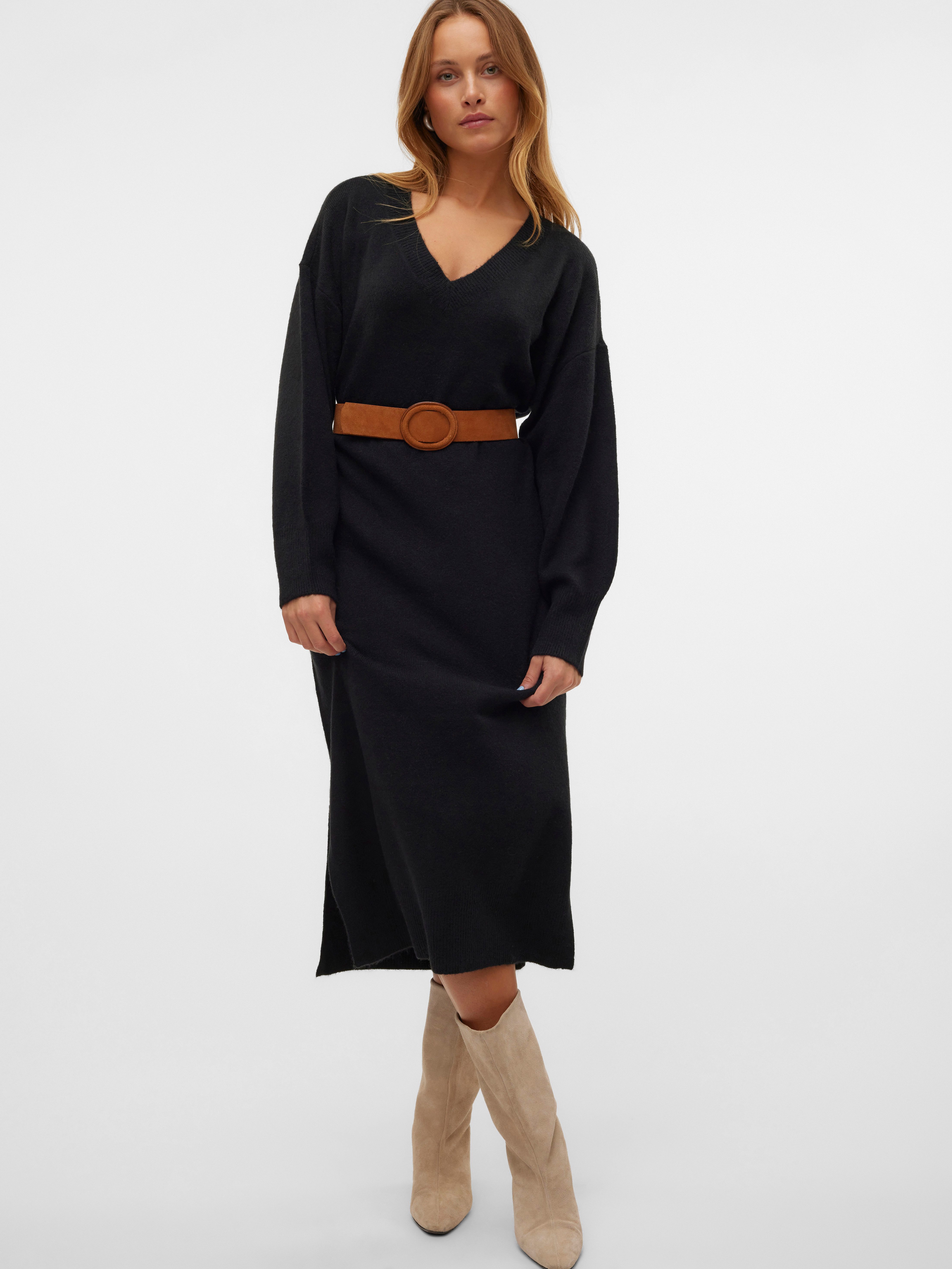 Vero Moda Gebreide jurk VMJUPITER LS V-NECK CALF DRESS BF