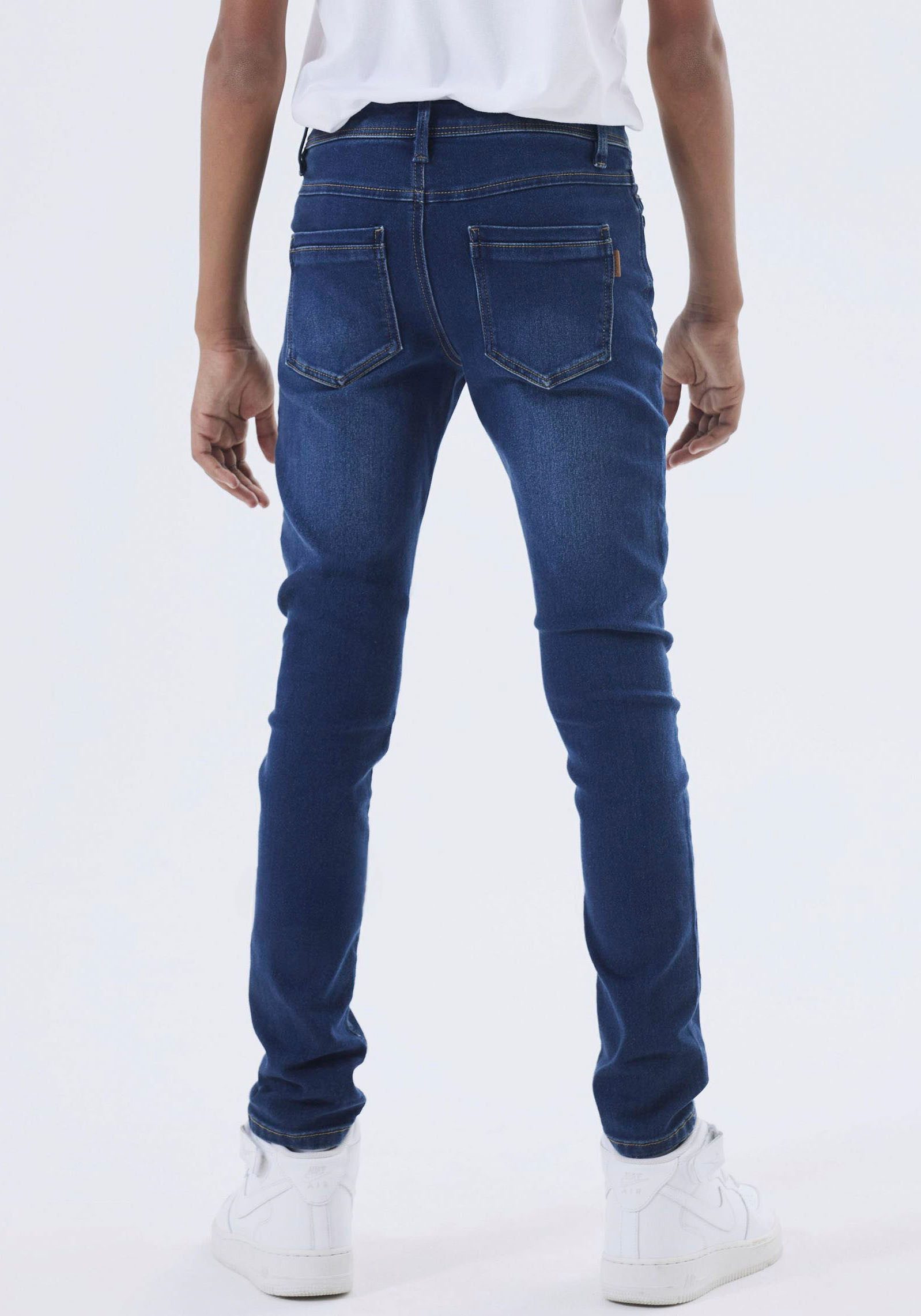 Name It Stretch jeans NKMSILAS voor jongens met verstelbare tailleband en slanke pasvorm