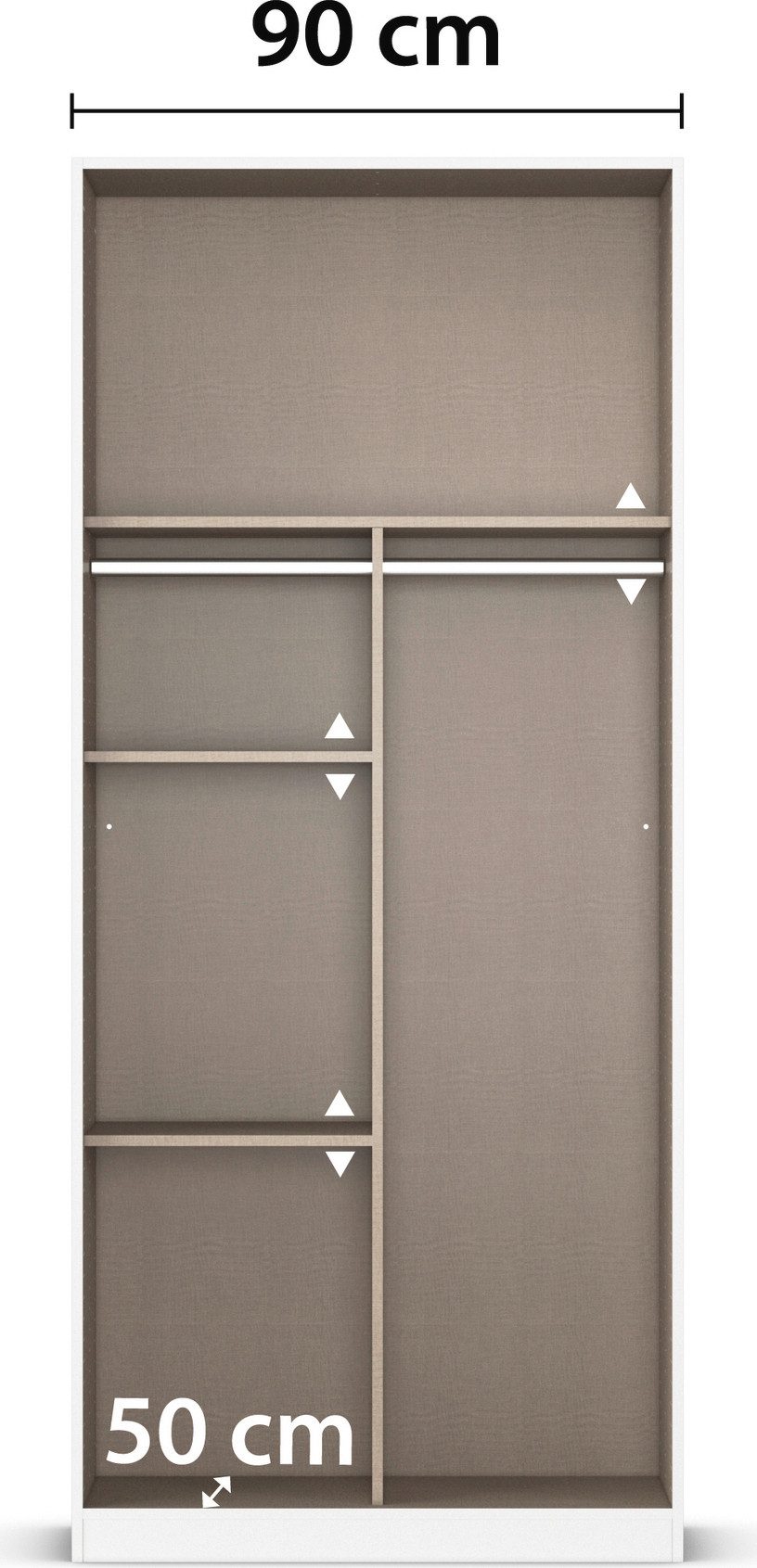 rauch Draaideurkast Reflect met spiegelfront, inclusief praktische interne indeling en stoffen dozen-set