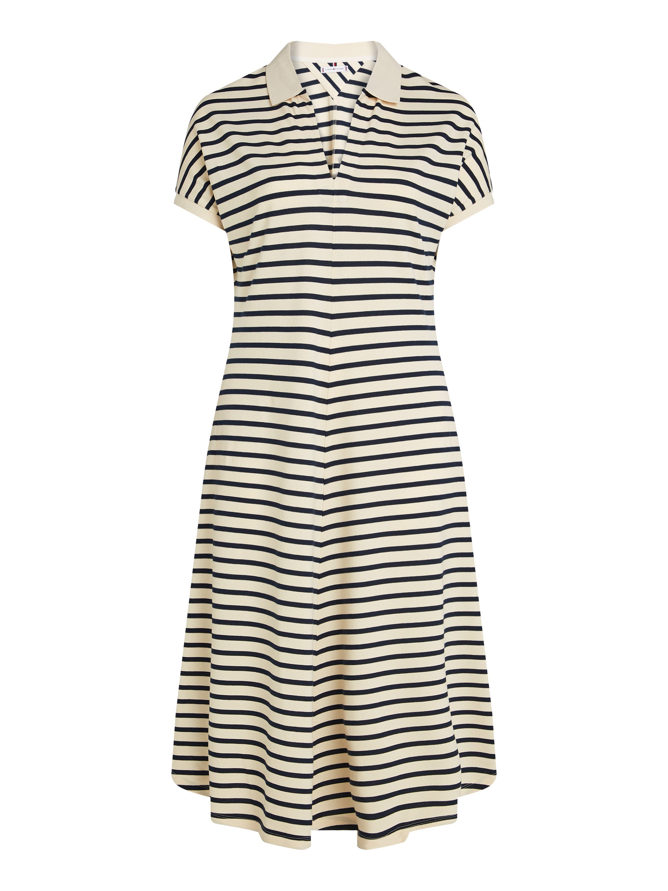 Tommy Hilfiger Curve Midi-jurk CRV LYOCELL OPEN-NK MIDI DRESS in grote maten, logoborduursel, v-hals