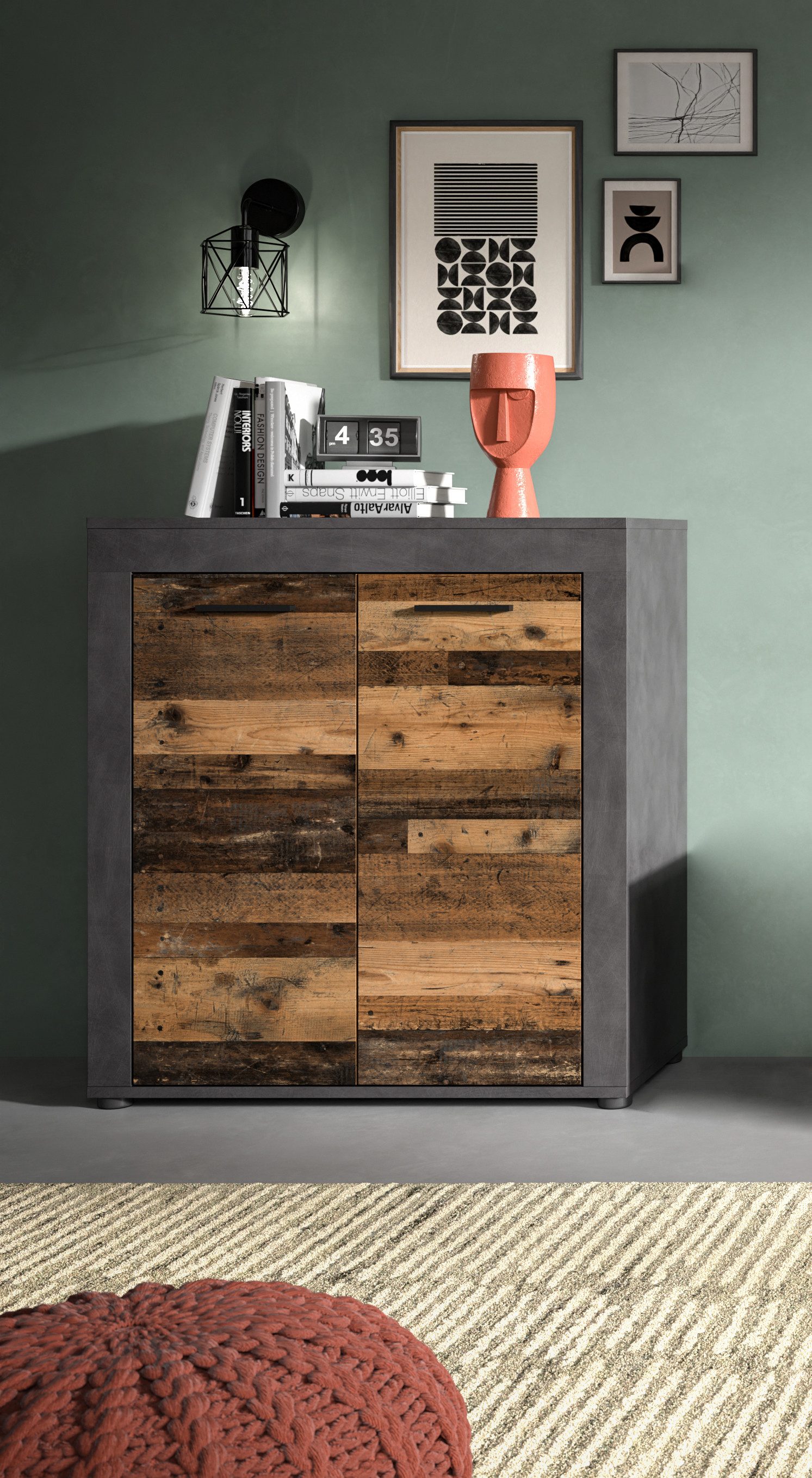 INOSIGN Highboard Aosta, Hoogte 88 cm, in verschillende kleuren met 2 deuren en 3 vakken, woonkamer, commode, kast