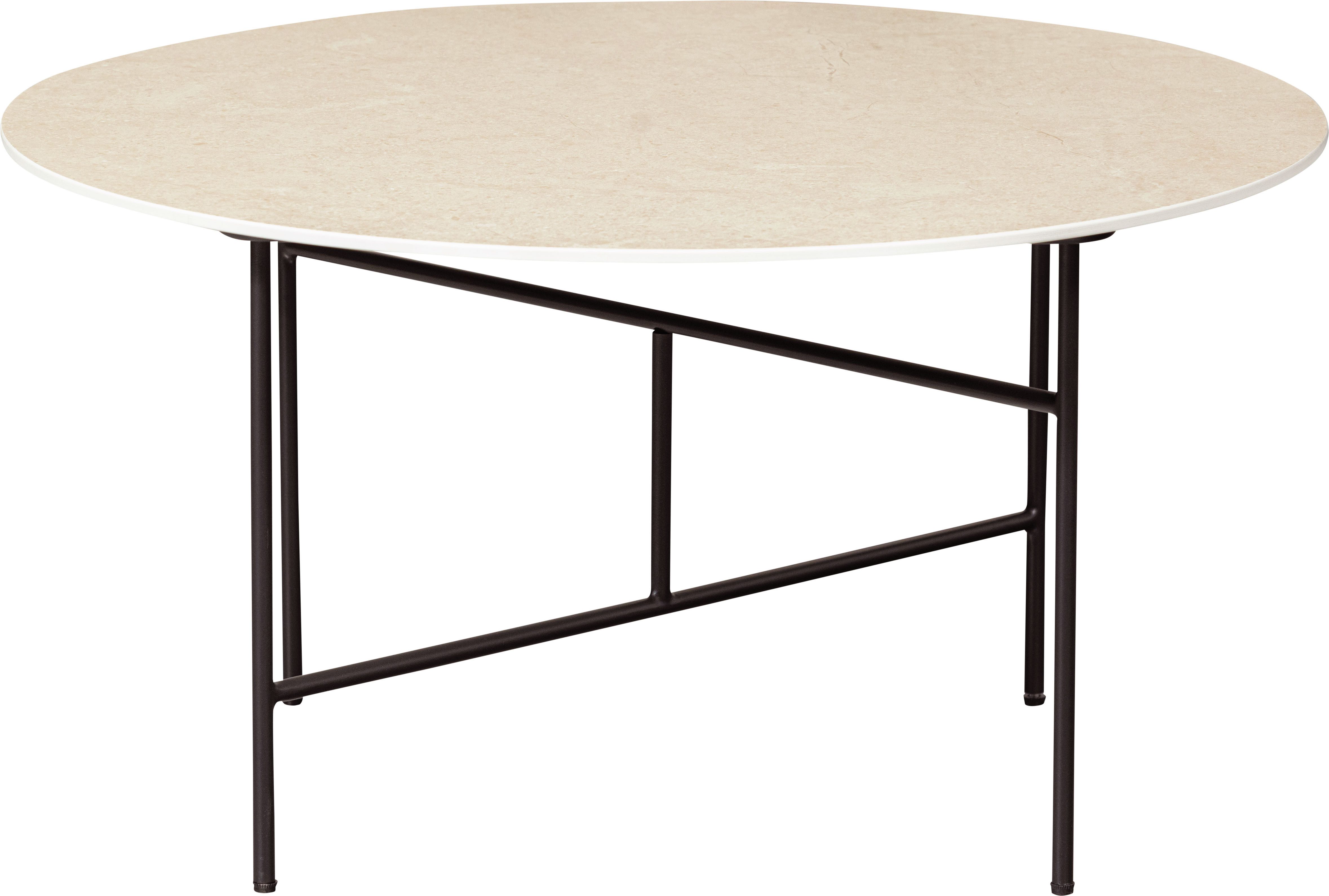 WOOOD Salontafel VIDA met marmeren tafelblad, slank metalen frame salontafels maat 75 cm x 40 cm x 75 cm beige
