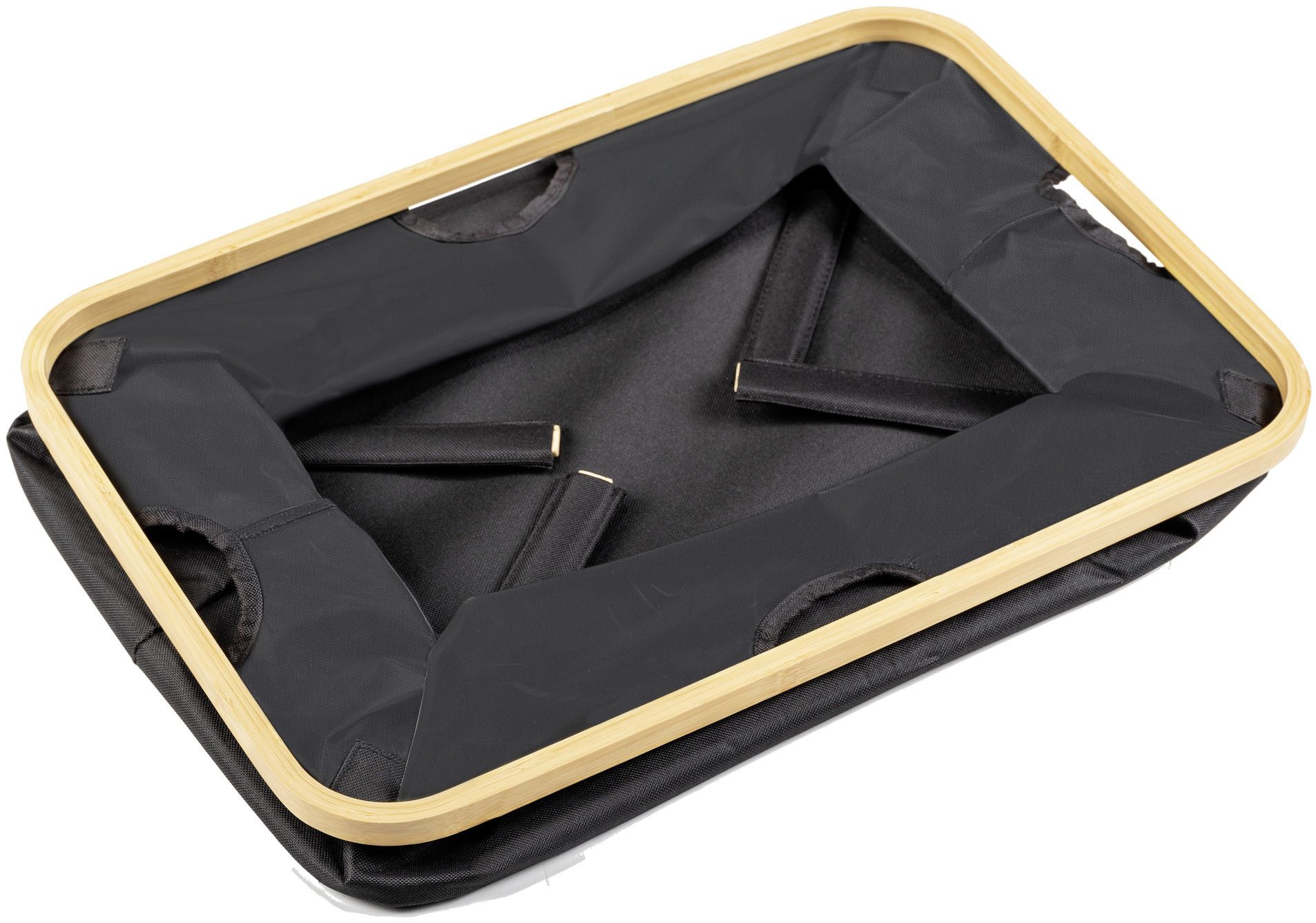 WENKO Wasmand Modell Ecori Opbergmanden, gerecycled polyester met bamboe frame (set, 2 stuks)