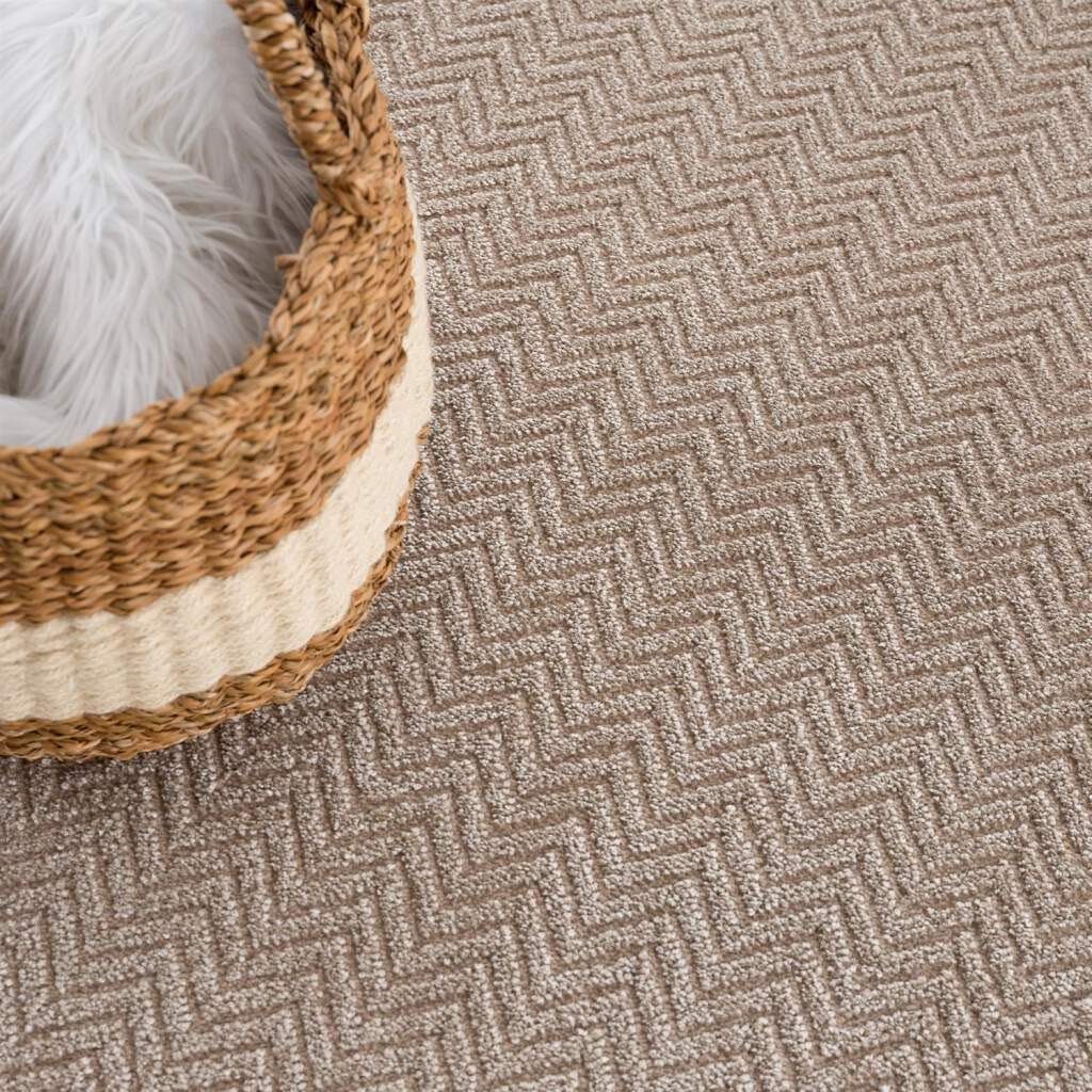 Carpet City Vloerkleed Frisé-tapijt FANCY805 Korte pool, uni, 3D-look, zigzag-look