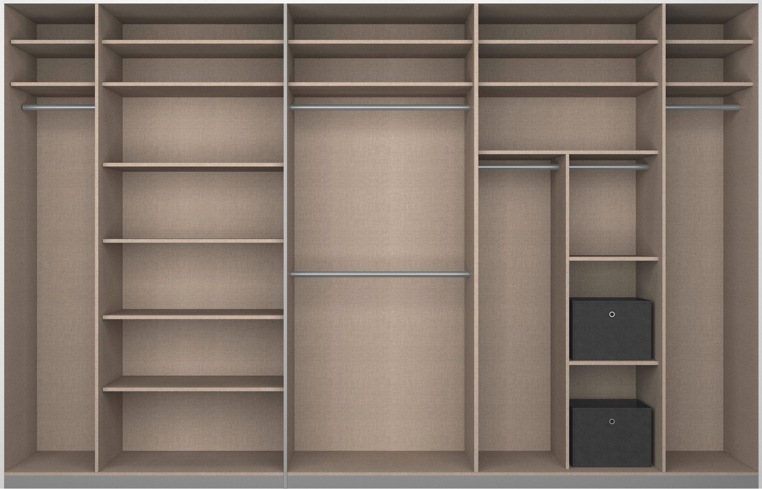 rauch Schuifdeurkast Kledingkast Kast Garderobe CORTONA inclusief indeling, 2 stoffen dozen en extra planken