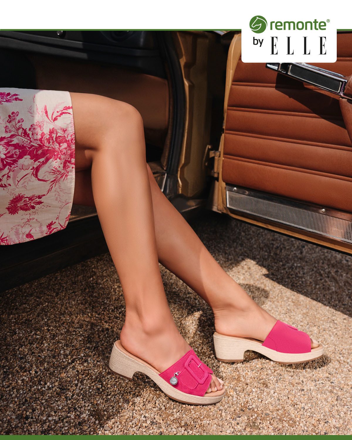 Remonte Slippers ELLE-Collection blokhak, zomerschoen, slippers, decoratieve gesp, elle-collectie