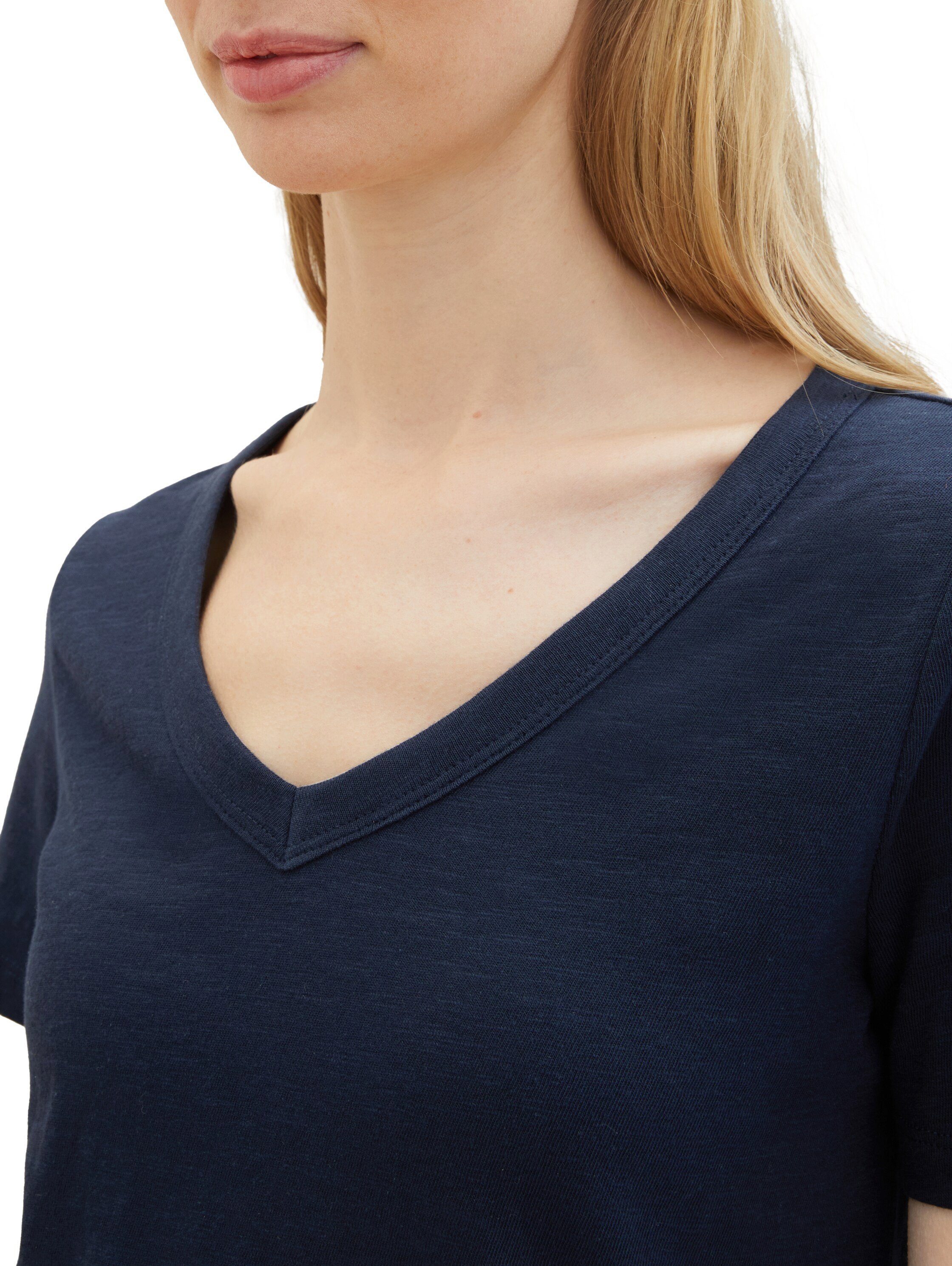 Tom Tailor Shirt met V-hals in gemêleerde look
