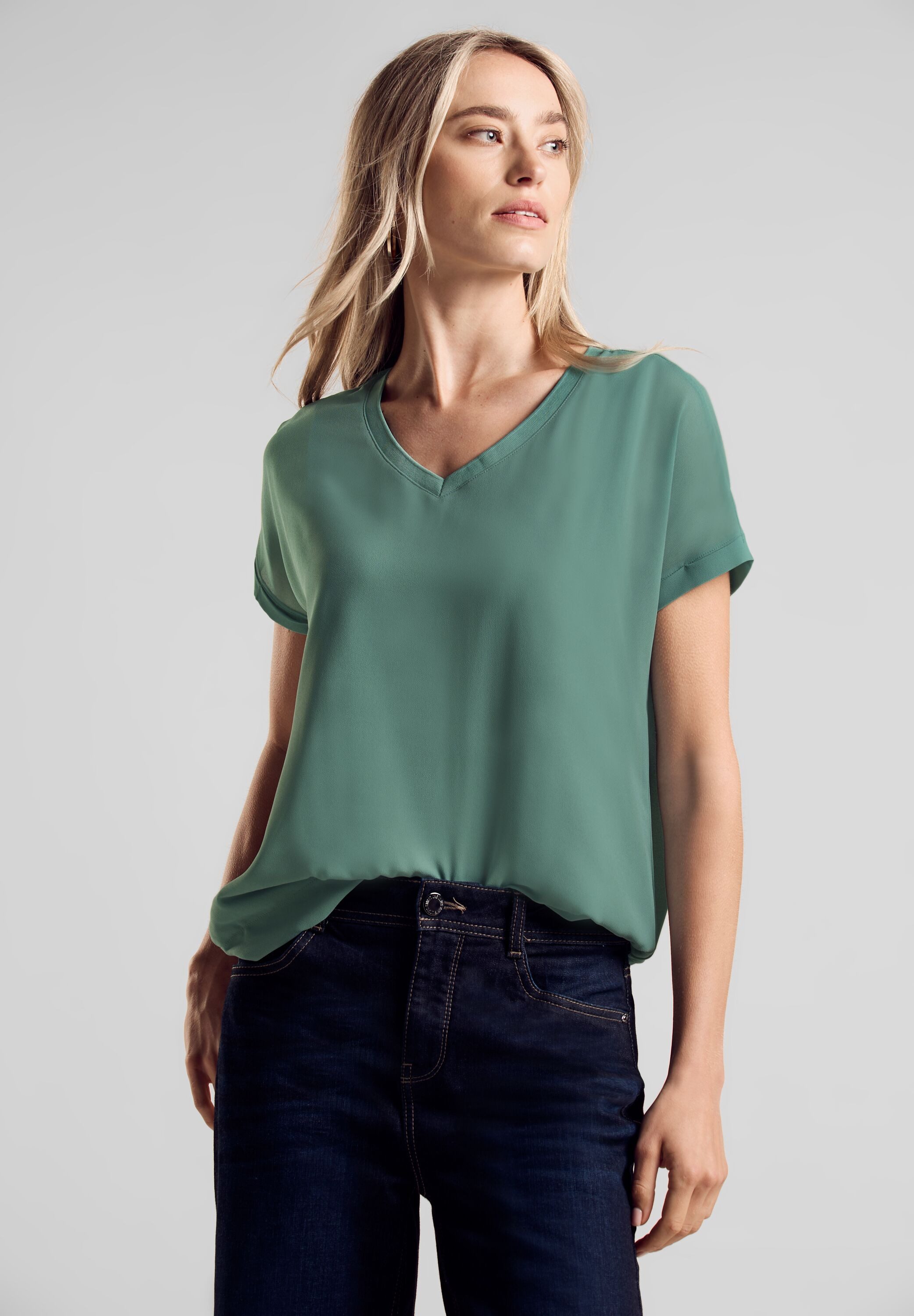 STREET ONE 2-in-1-top met meshdetail