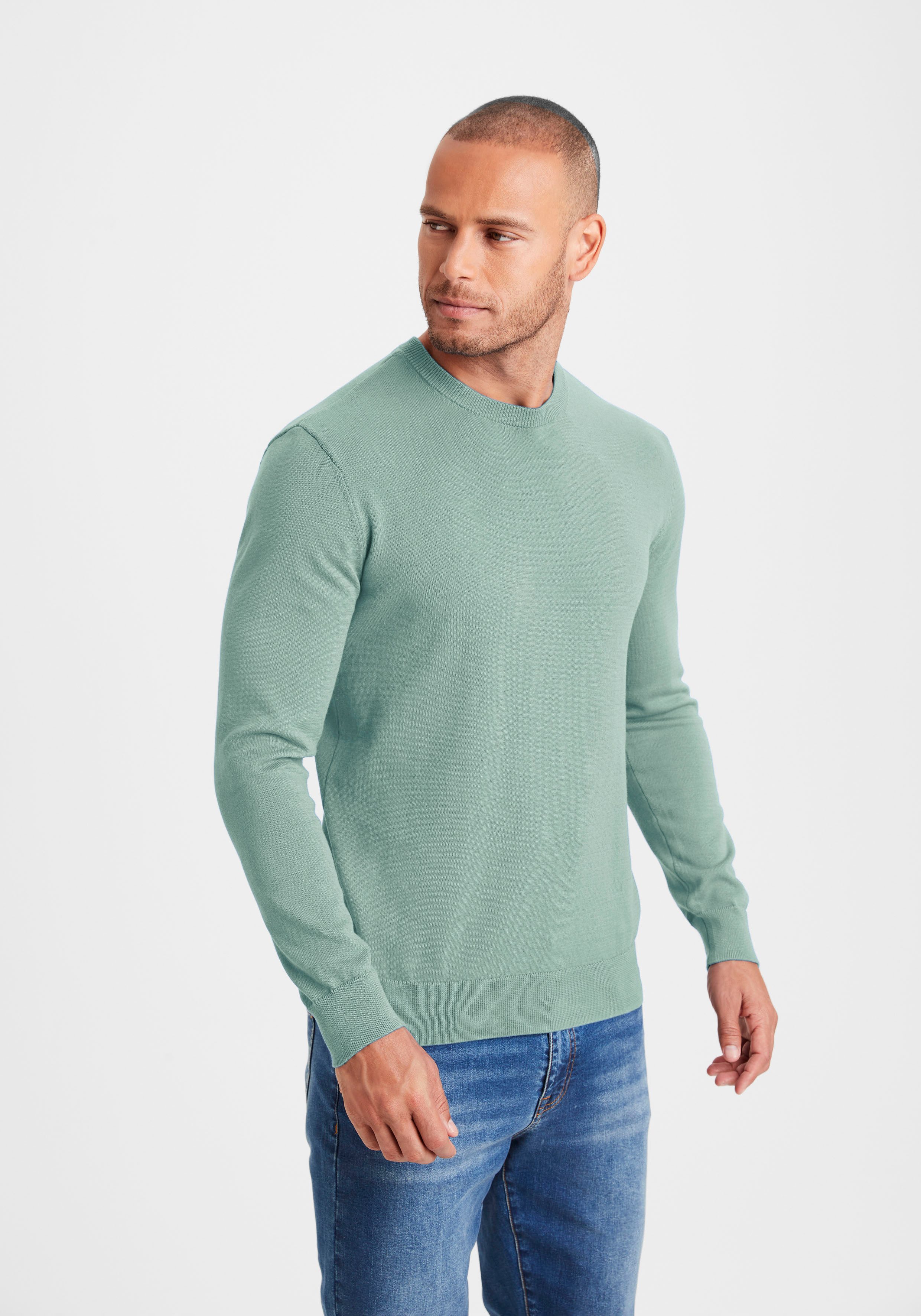 H.I.S Gebreide trui Regular fit lange mouwen pullover van fijn breiwerk katoenmix