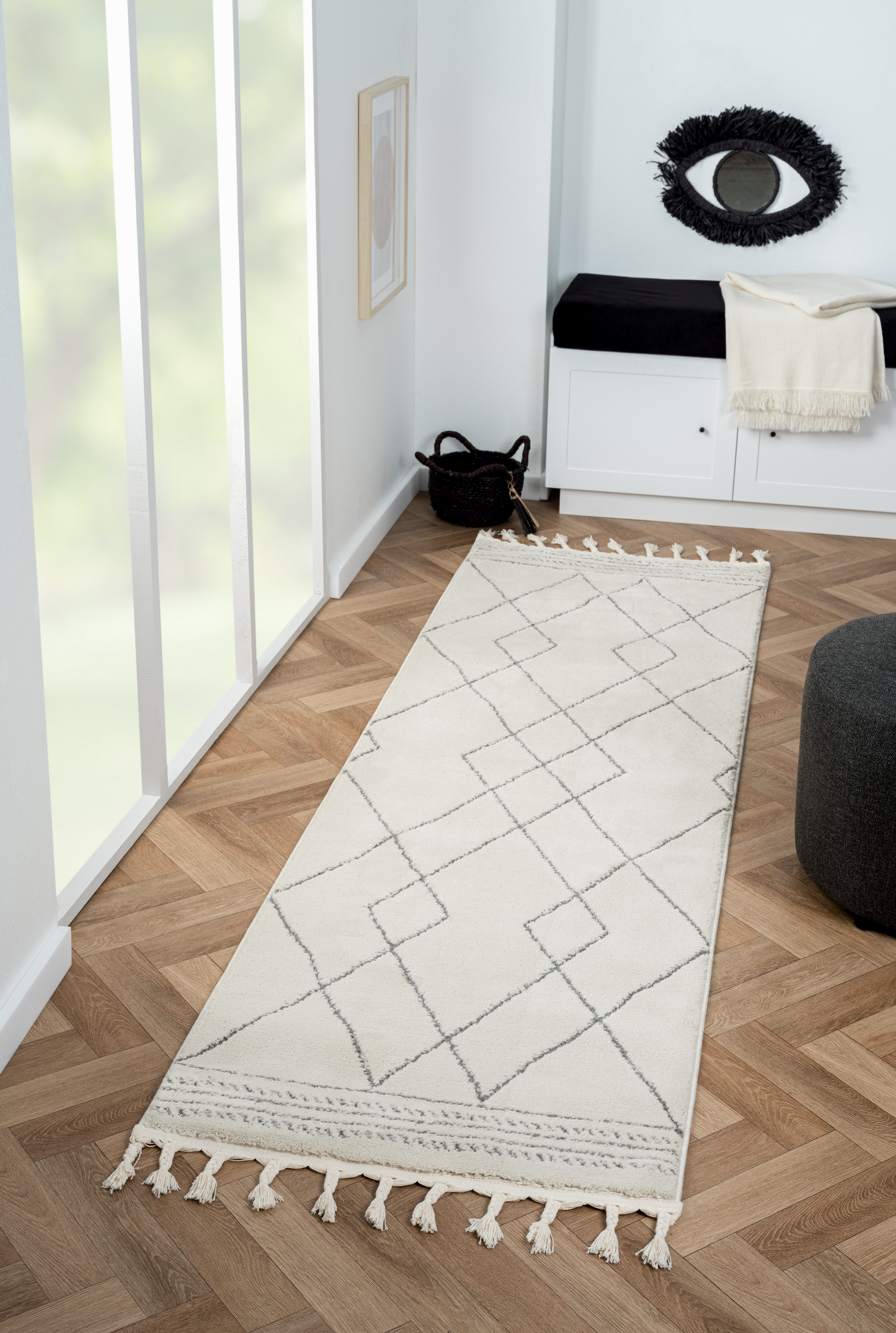 Myflair Möbel & Accessoires Hoogpolig vloerkleed Moroccan Design modern, marokkaans ontwerp, ruitenpatroon, zacht, met franjes