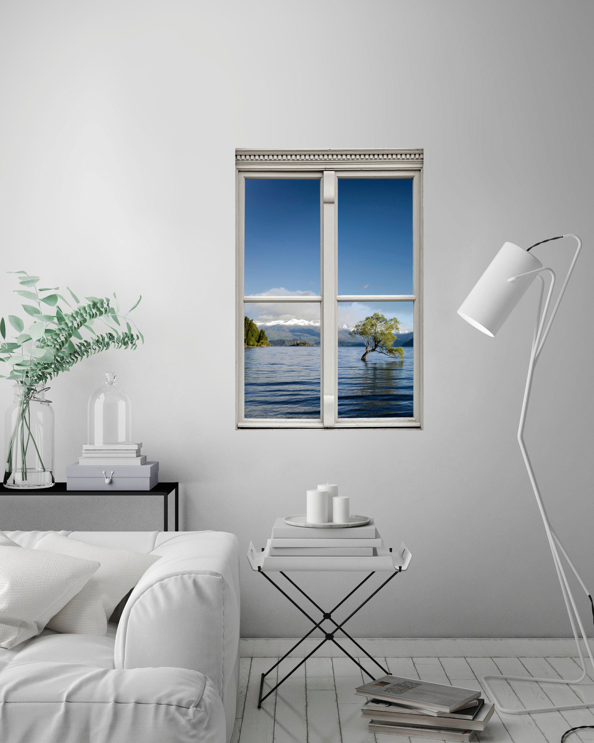 queence Wandfolie Meer Muursticker, muurdecoratie, zelfklevend, 3D, raam