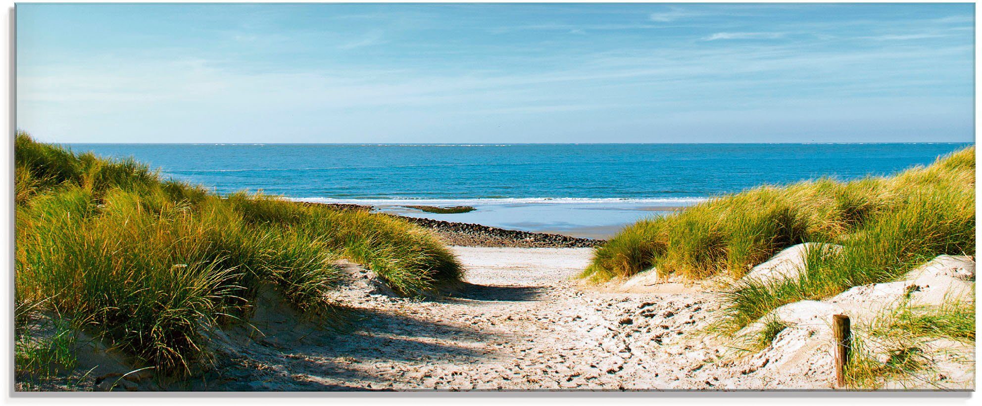 Artland Print op glas Strand met duinen en weg naar het water (1 stuk)