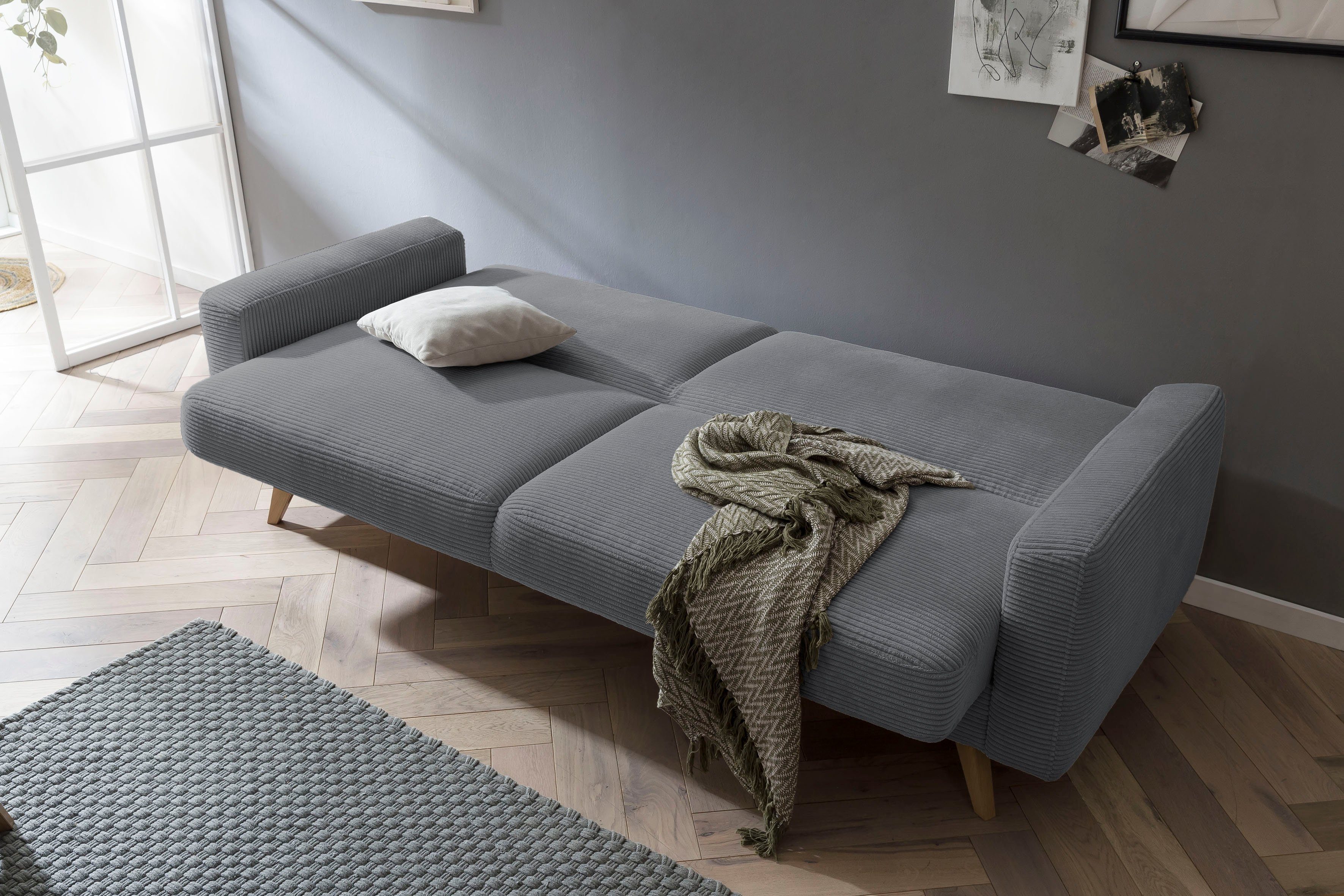 exxpo - sofa fashion 3-zitsbank Samso, elegant en comfortabel, actuele cord bekleding, kantelbank