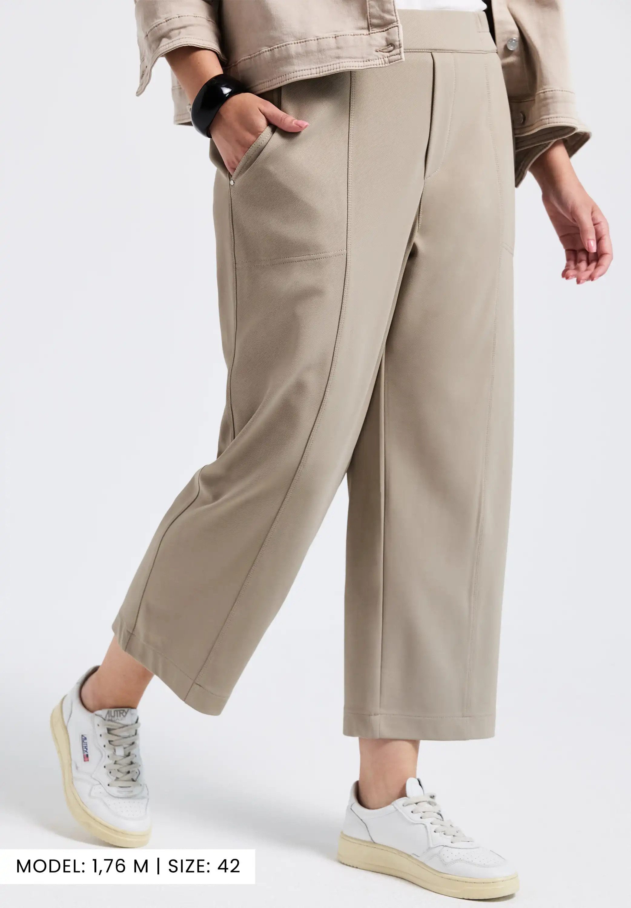 STREET ONE 7/8 broek met zakken en elastiek dames 7/8-broeken maat 36 beige