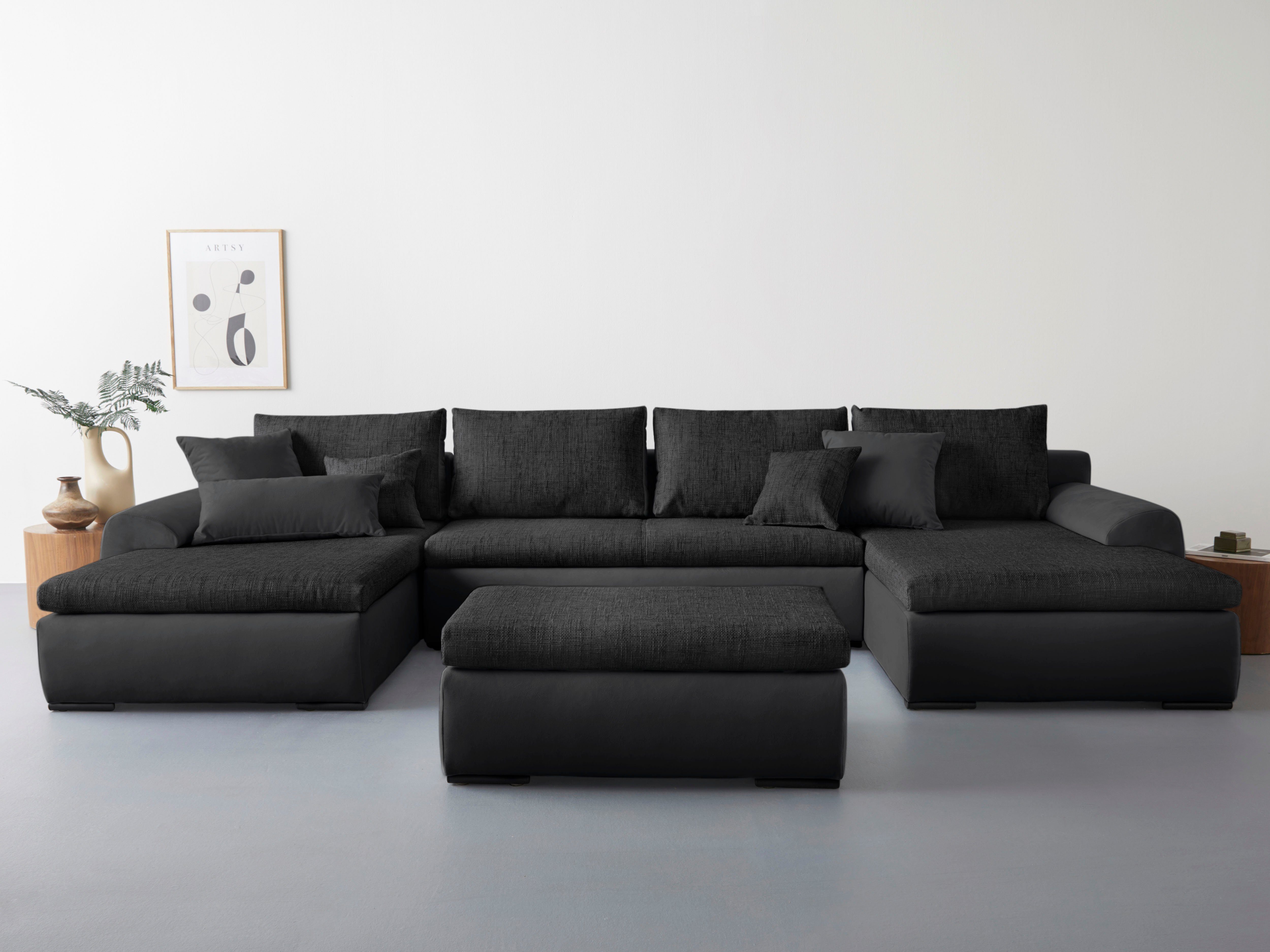 Home affaire Hocker Win met zwarte metalen poten, vrij plaatsbaar