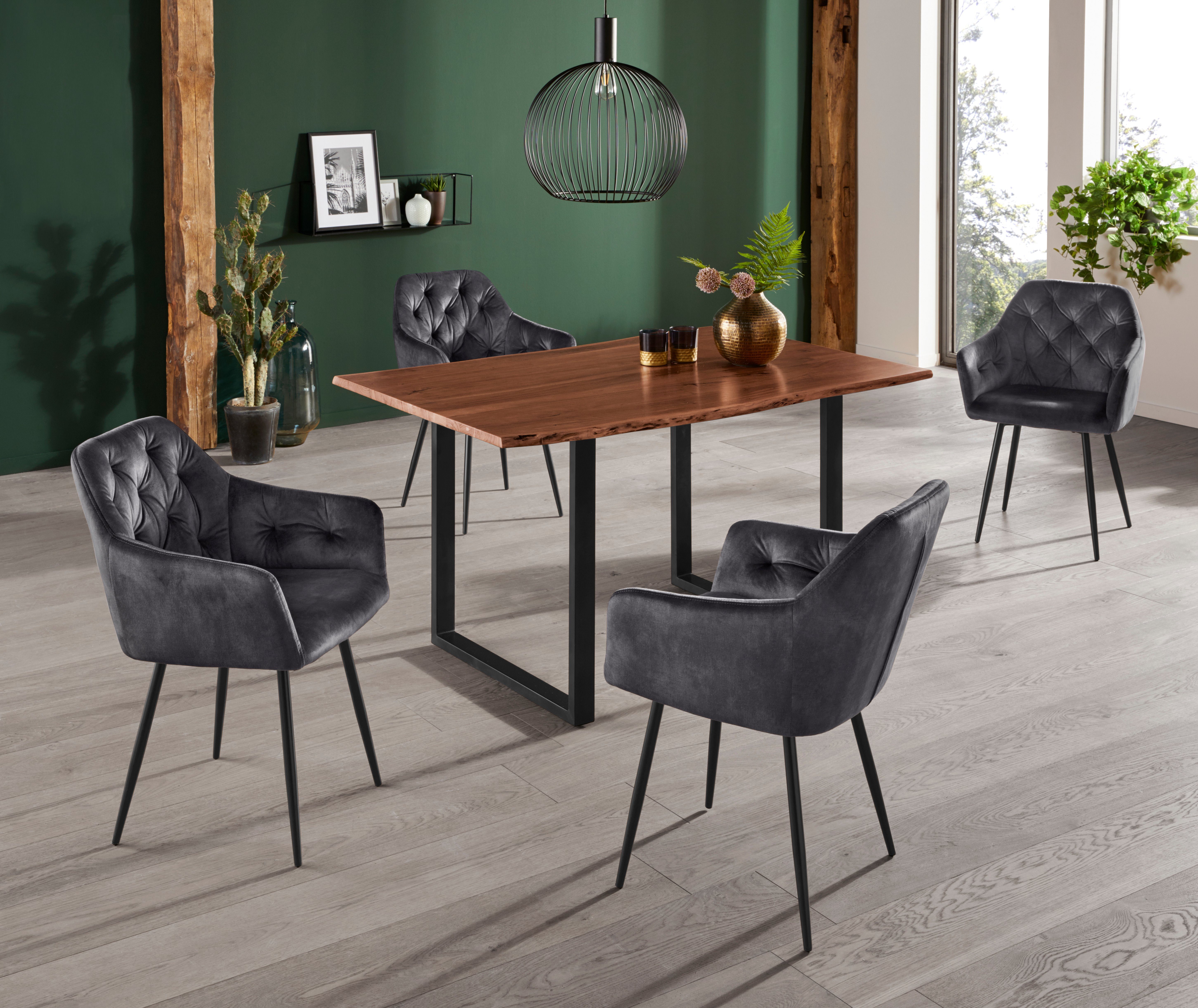 HELA Eetkamerstoel Kira schaalstoel Boho, bestseller Stoel met armleuningen fluweel of microvezel bekleding (set, 2 stuks)