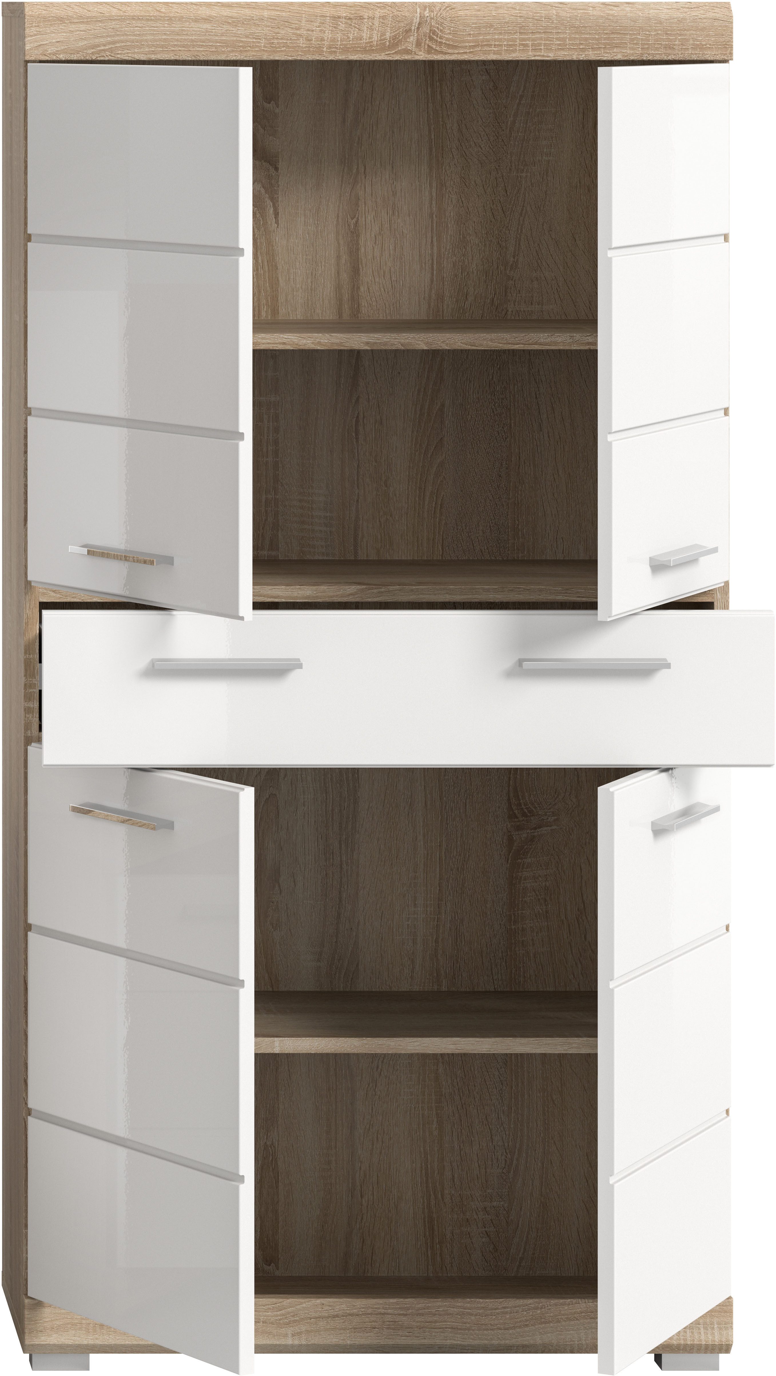 INOSIGN Halfhoge kast Siena, breedte 74 cm, 4 deuren, 1 lade, 4 vakken, MDF-front in verschillende kleuren verkrijgbaar, badkamermeubels, badkamerkast, kast, badkamer