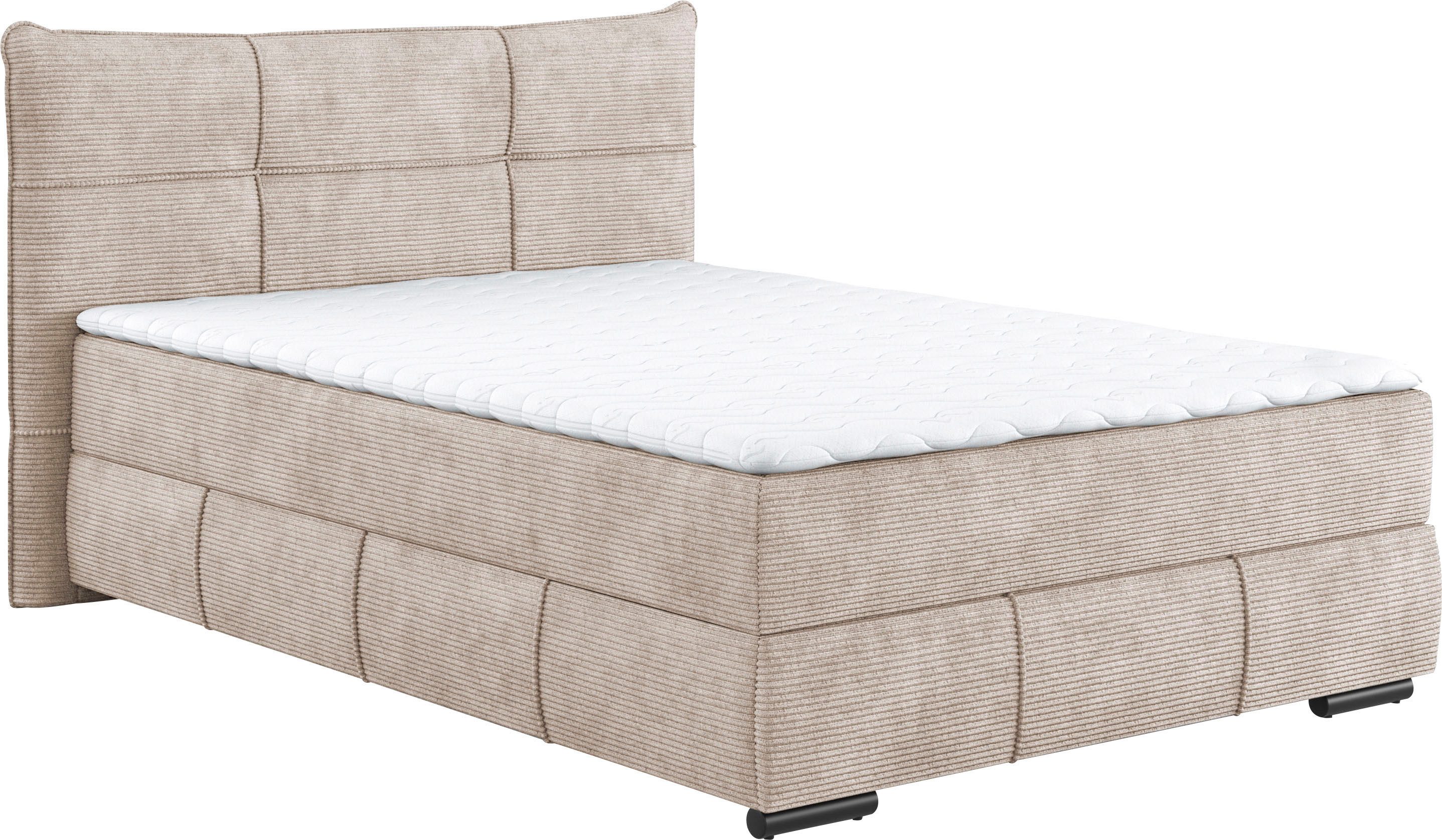 Mr. Couch Boxspring Brewdley met bedkist, incl. matras Topmatras en sierkussen, in verschillende hardheden beschikbaar