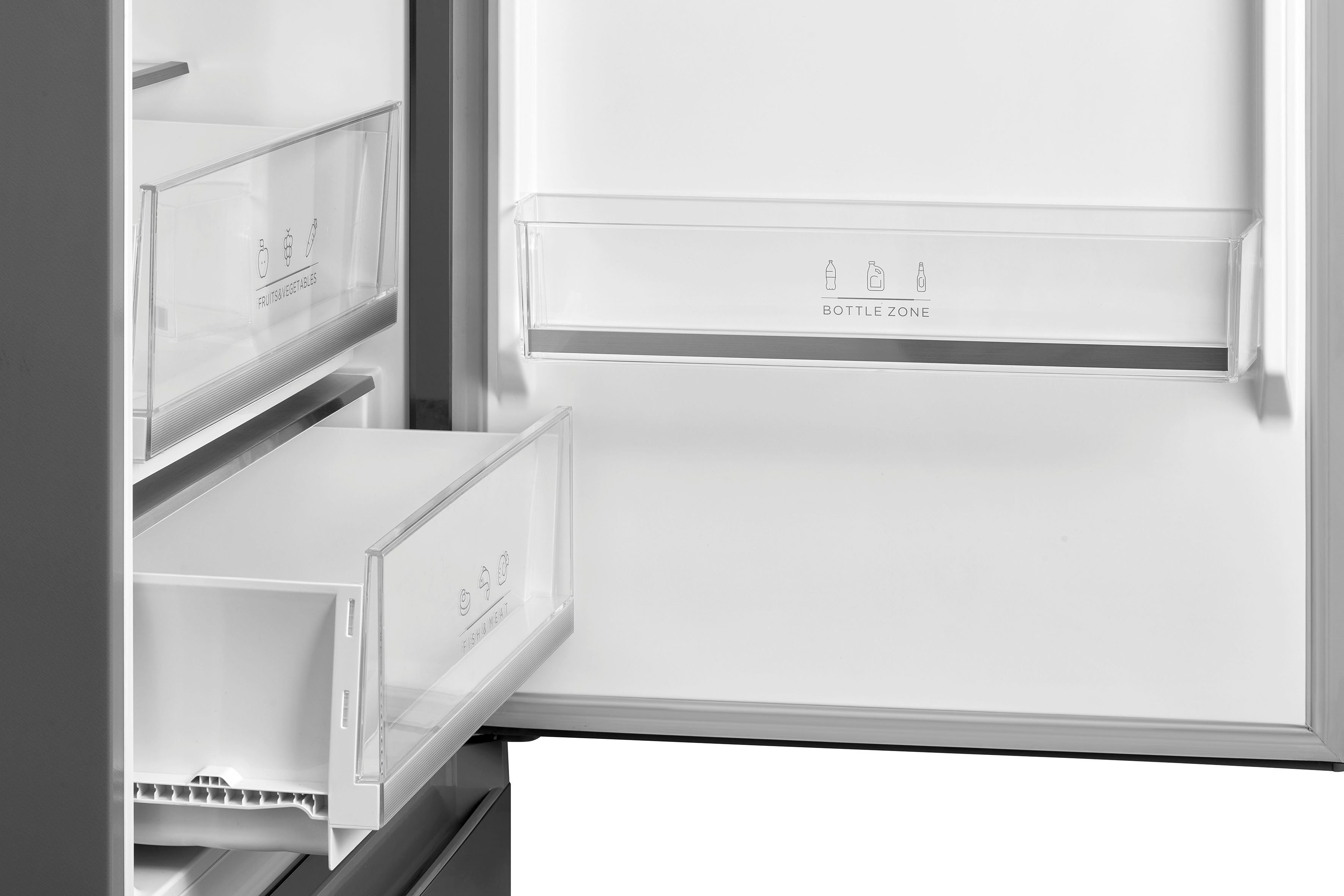 Hanseatic Koel-vriescombinatie HKGK20060ANFI NoFrost, automatische ontdooiing, QuickFreeze, vakantiemodus, display