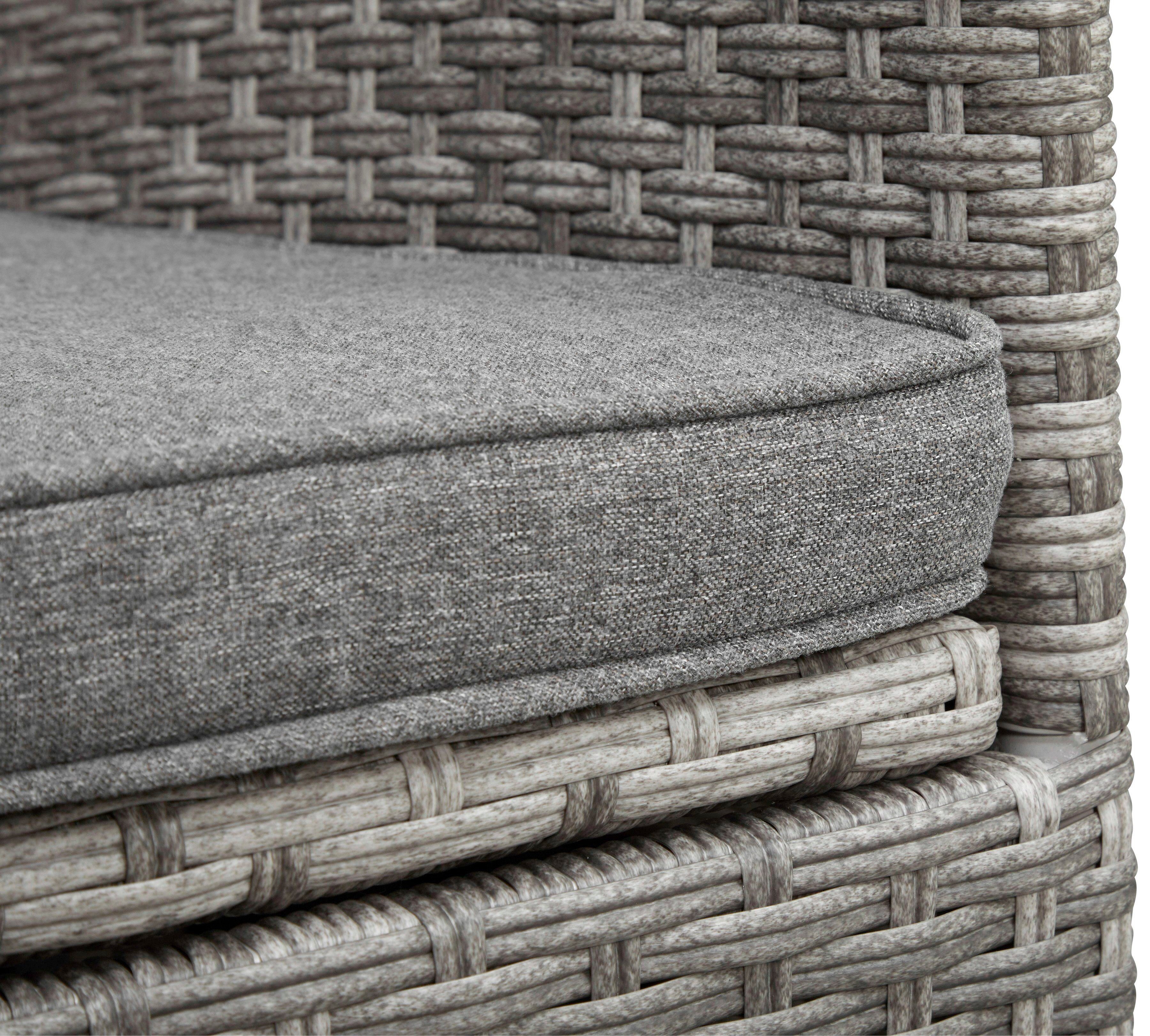 KONIFERA Tuin-eethoek Balkonset "Belluno" Polyrattan, stoelen zijn traploos verstelbaar, grijs, staal (set, 5-delig)