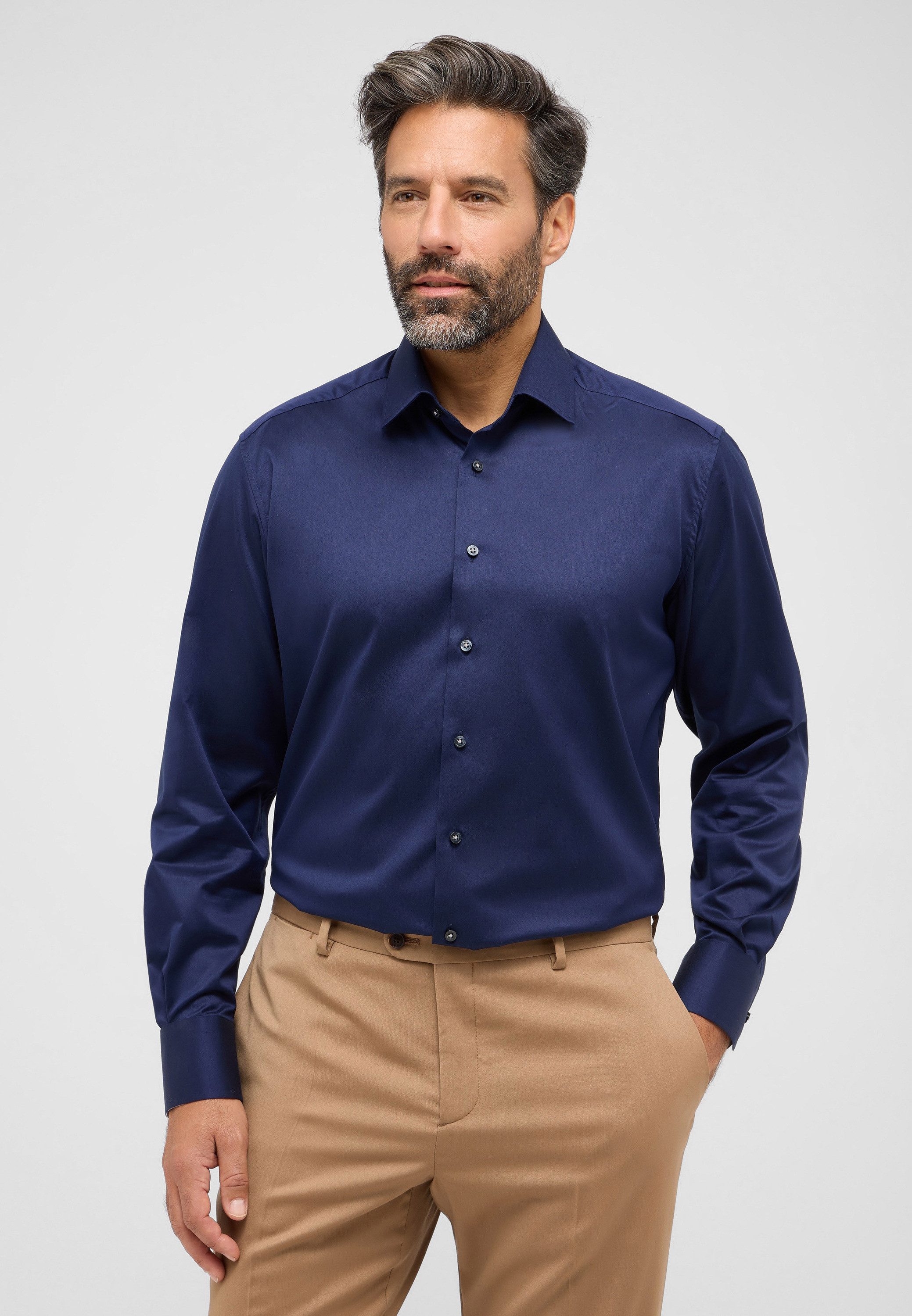 Eterna Overhemd met lange mouwen Comfort fit NON IRON (strijkvrij) heren overhemden maat 43 blauw