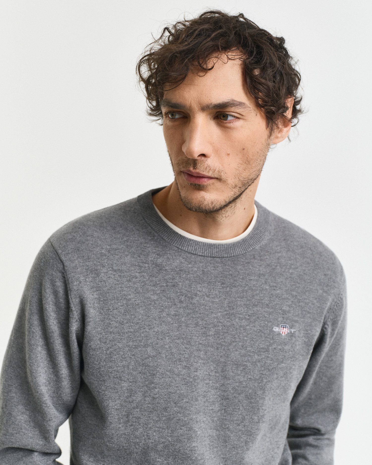 Gant Trui met ronde hals CLASSIC COTTON C-NECK Premium gebreide trui van zacht 100% katoen, overgangstrui
