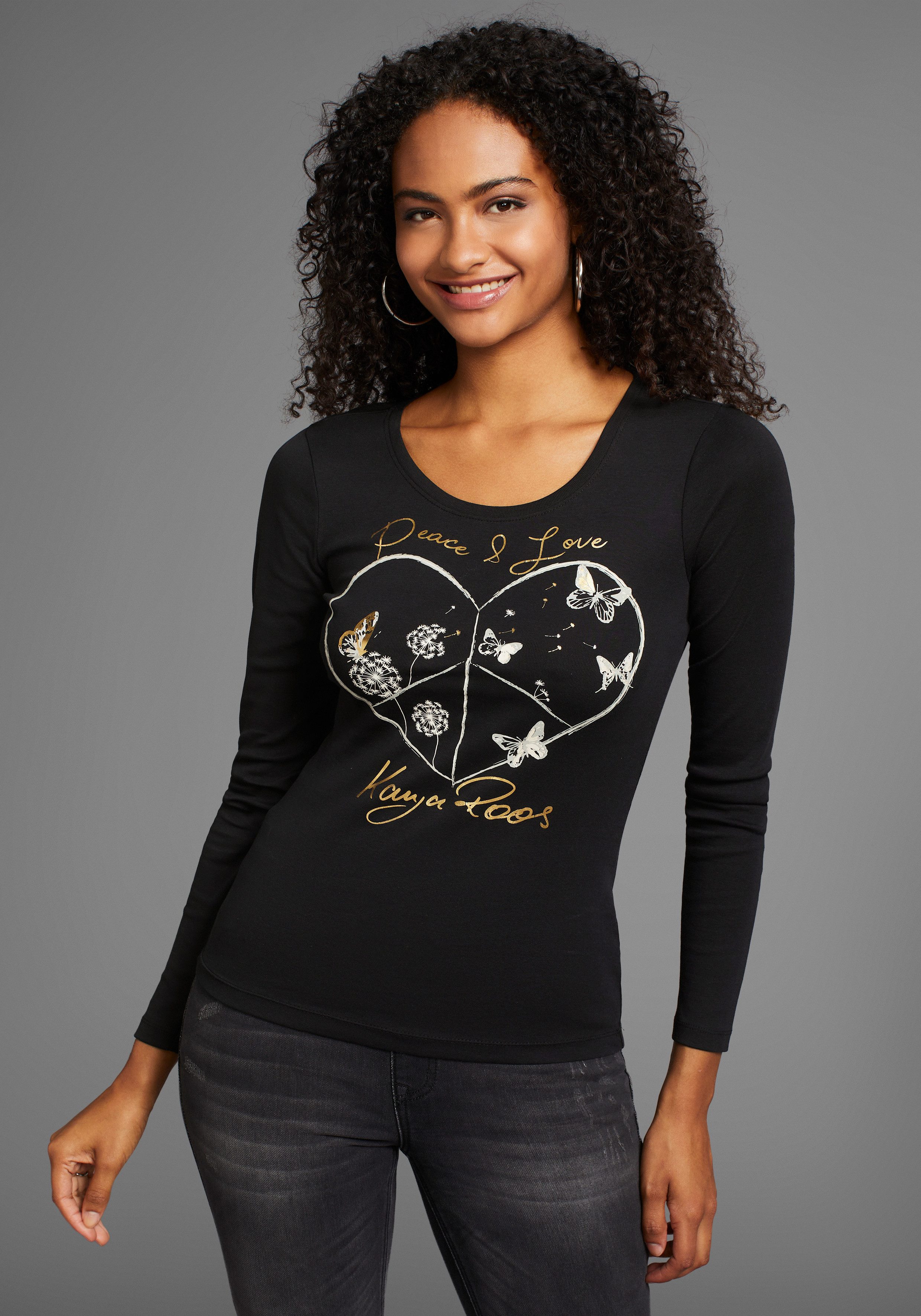 KangaROOS Shirt met lange mouwen met hartprint