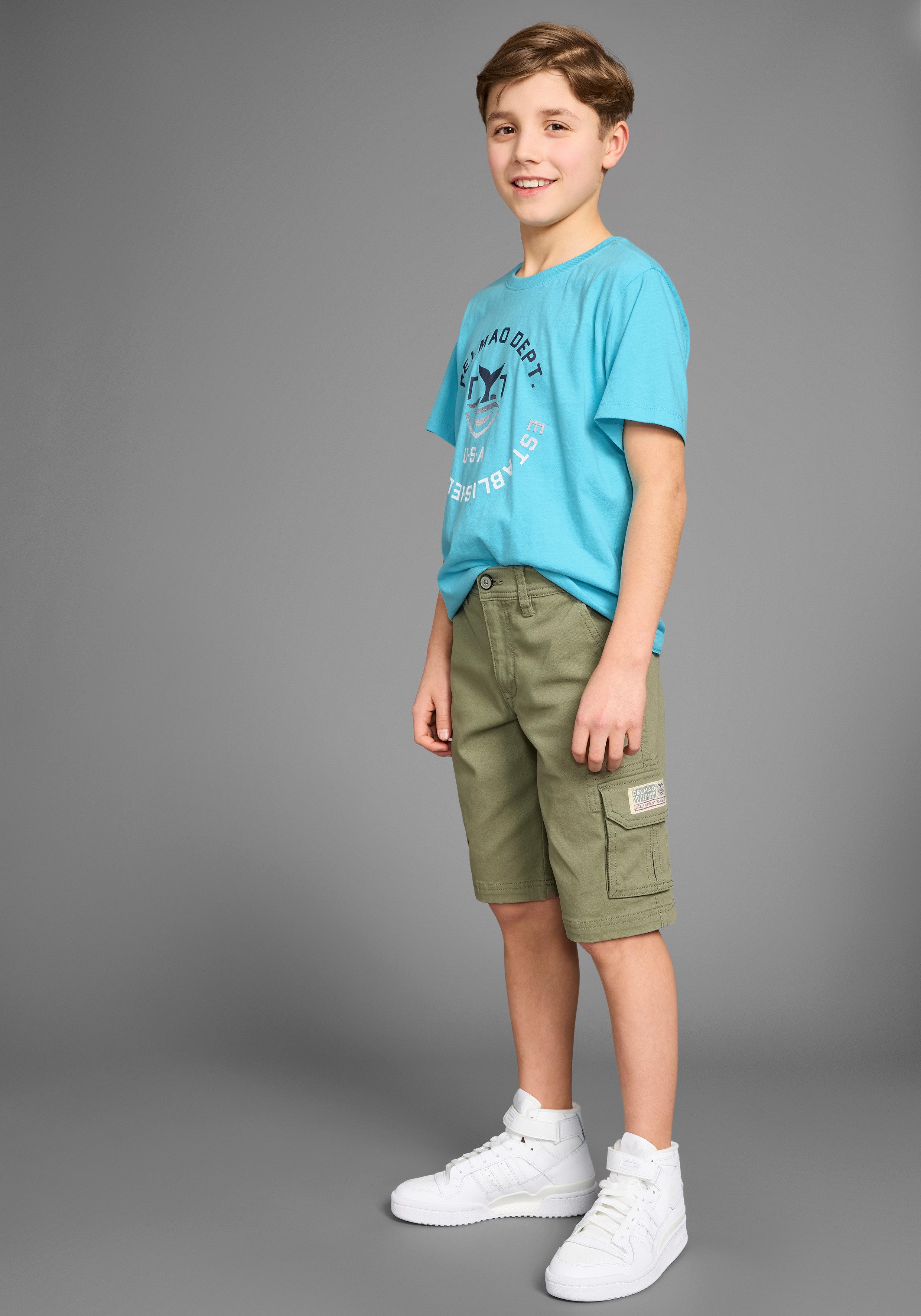 DELMAO T-shirt Met logoprint voor jongens Korte mouwen, basic pasvorm, met logo print, ronde hals