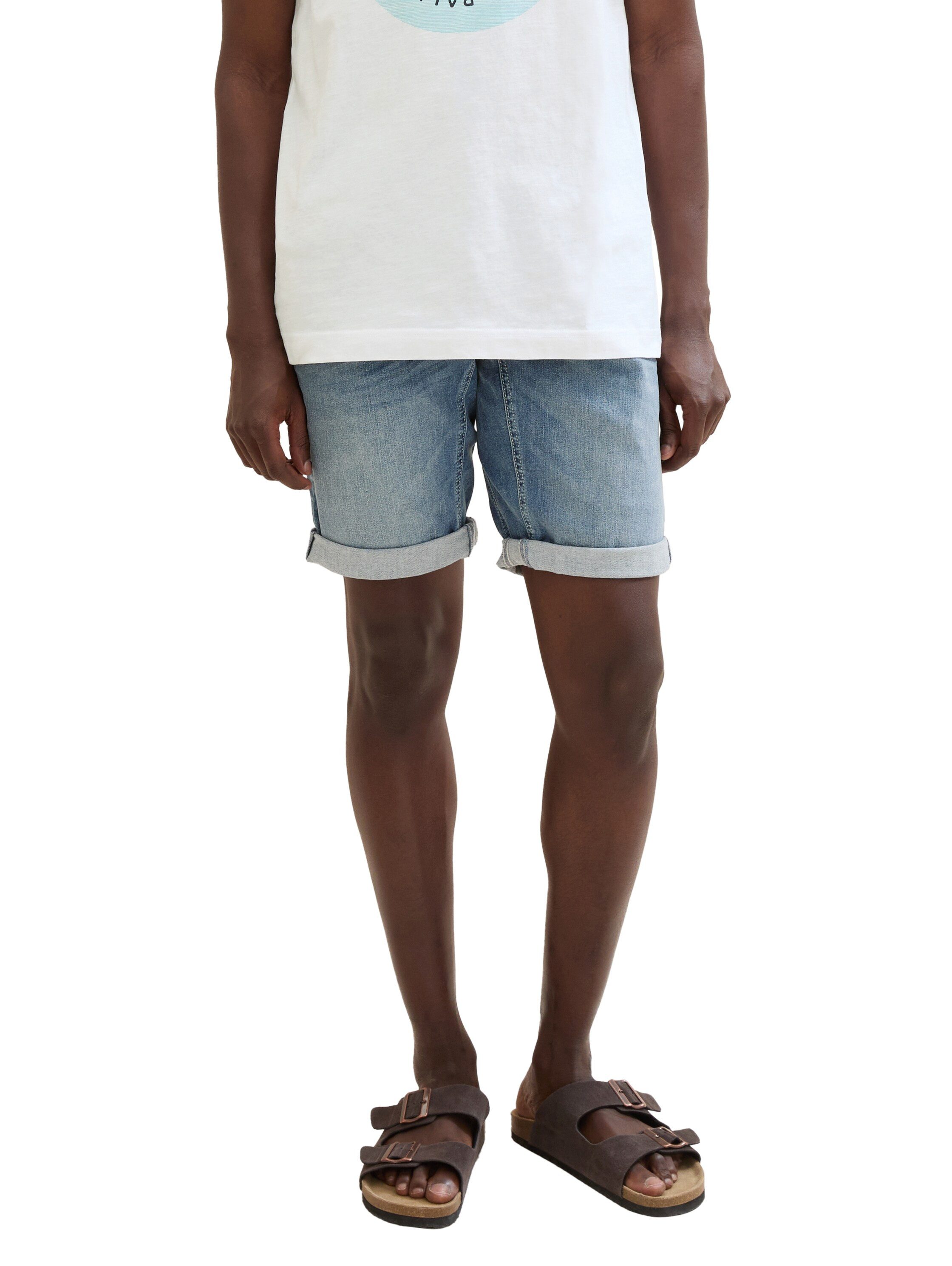 Tom Tailor Jeansbermuda Josh met merklabel