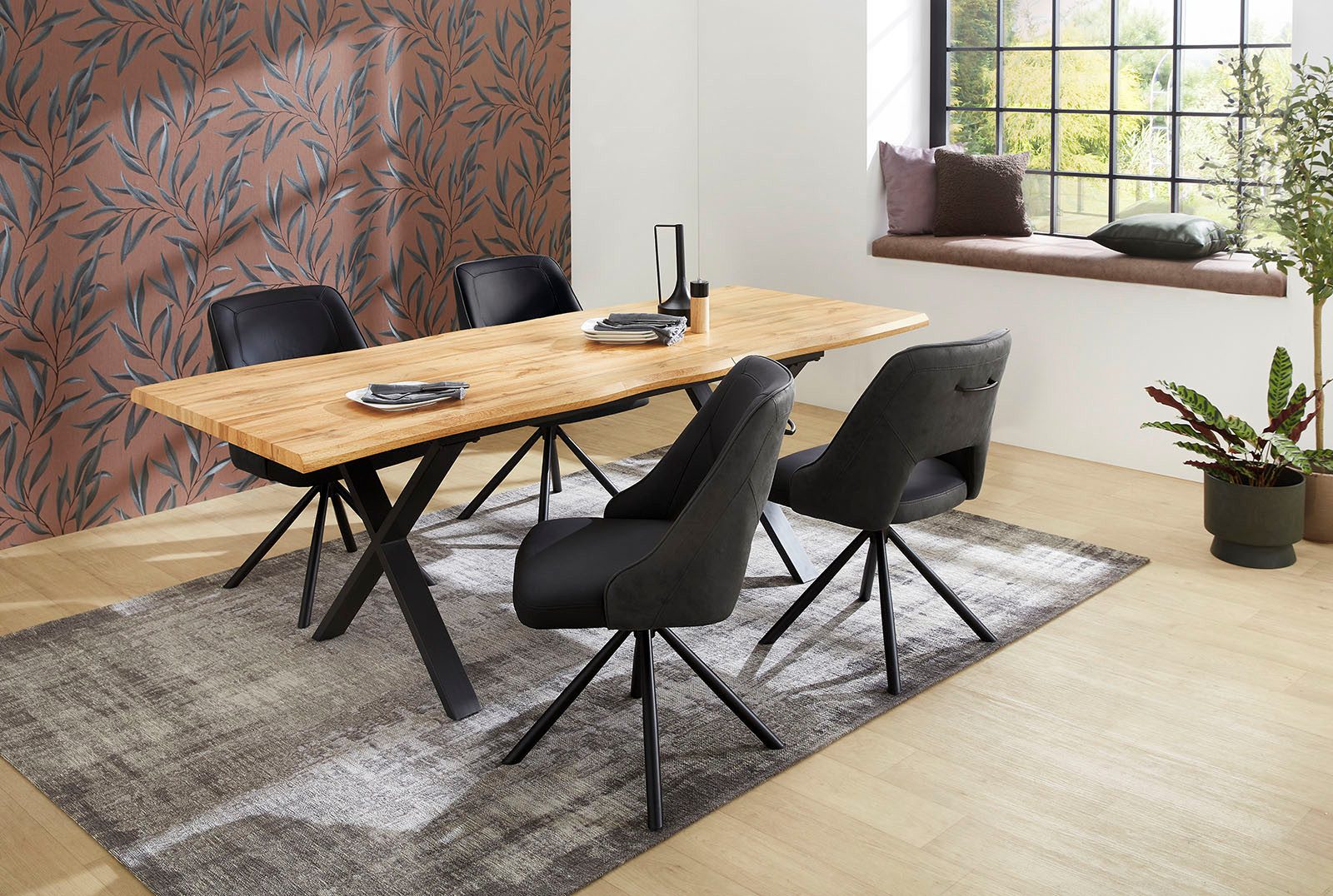 Jockenhöfer Gruppe Eettafel Martin Uittrektafel in boomrandlook, 2 maten