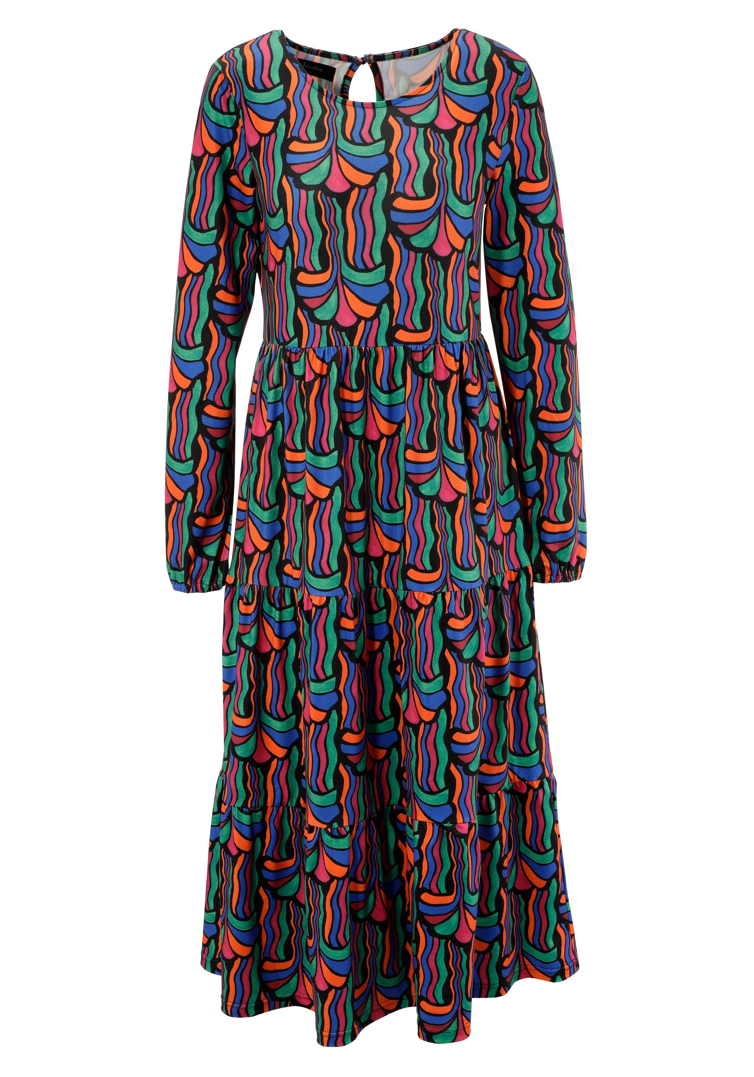 Aniston CASUAL Jerseyjurk met kleurrijke grafische print nieuwe collectie