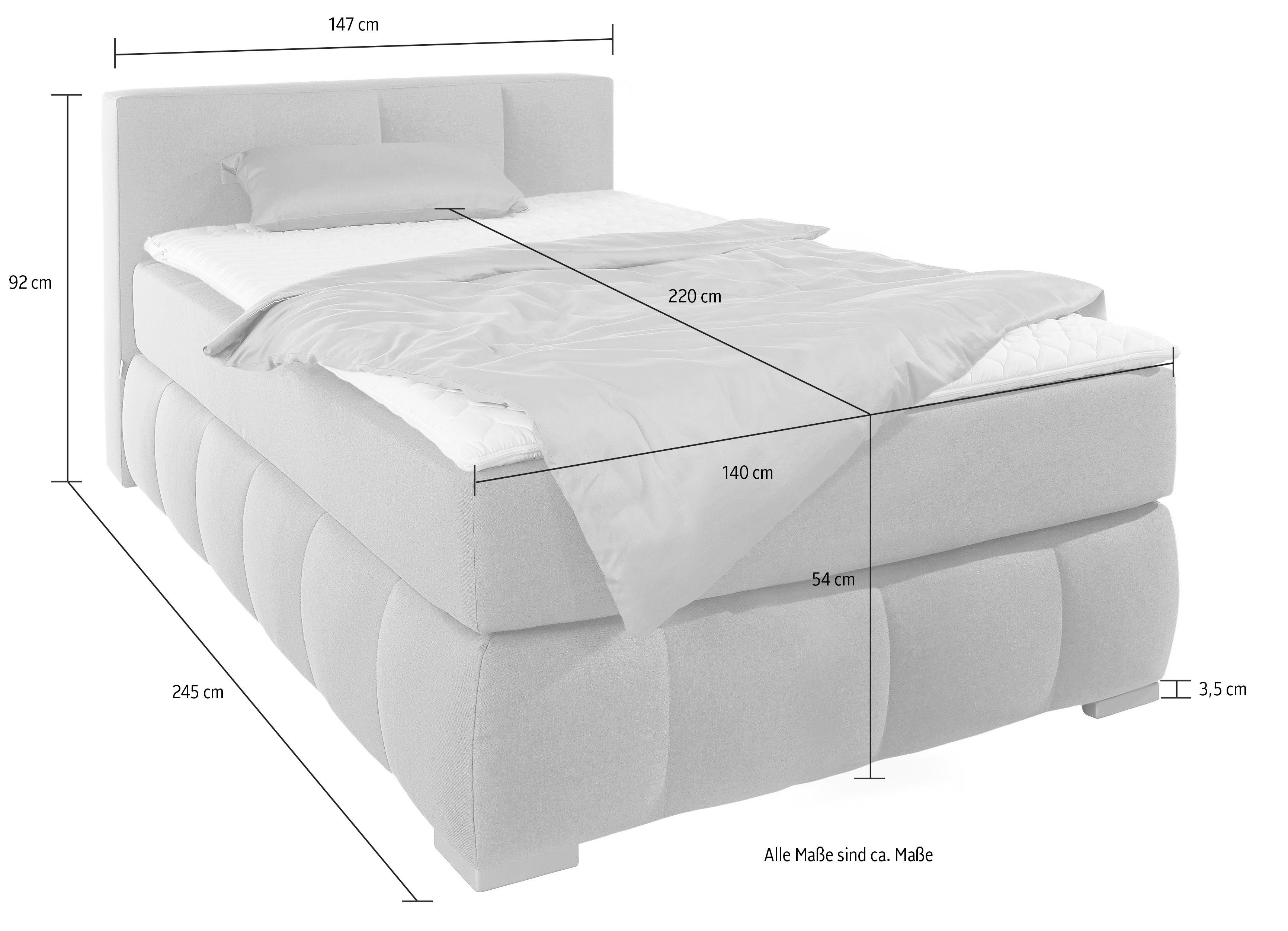 Guido Maria Kretschmer Home&Living Boxspring Chelles incl. matrastopper, in xxl- extra lang 220 cm, onderbak met elegante welving