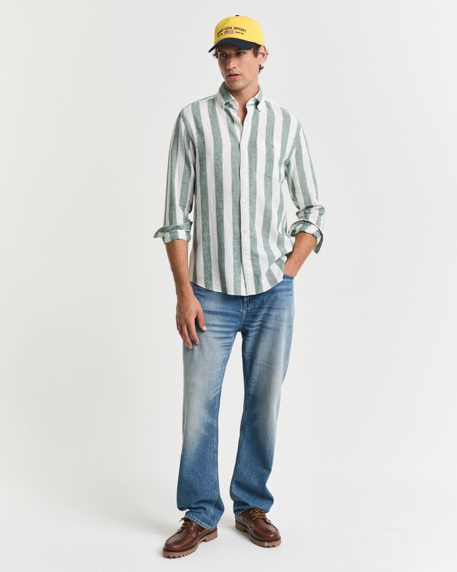 Gant Overhemd met lange mouwen REG COTTON LINEN BOLD STRIPE SHIRT