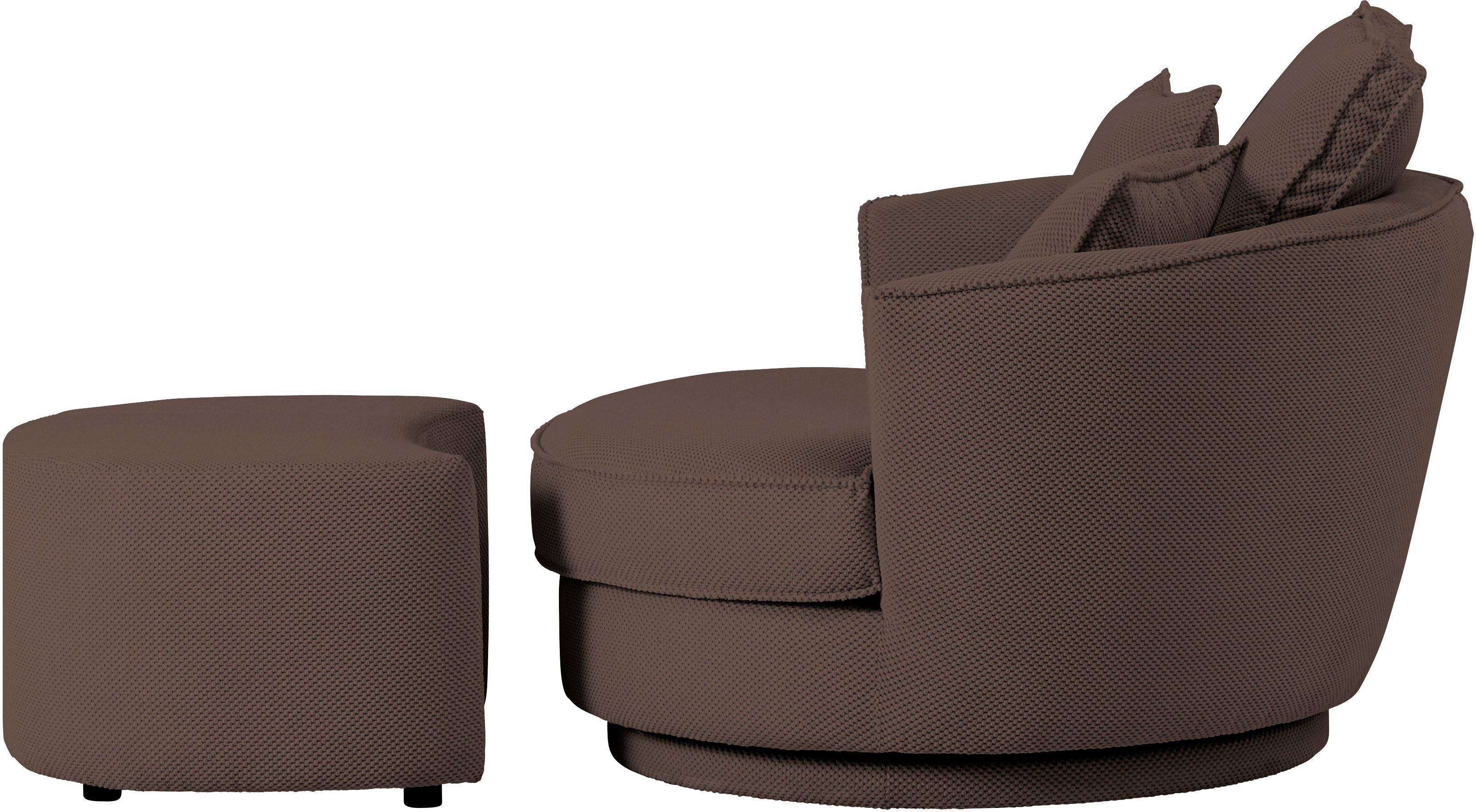 Leonique Draaibare fauteuil MAISIE, Love Seat XXL leesfauteuil, grote fauteuil met poef(2 stuks)
