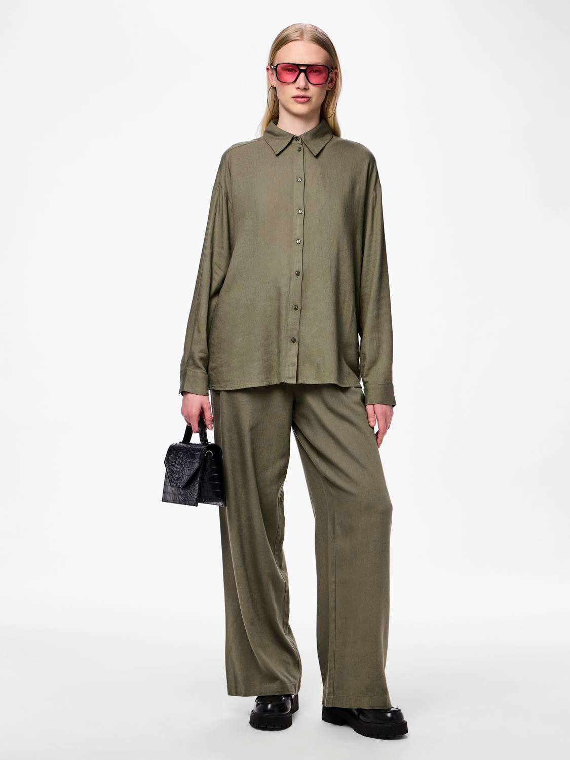 pieces Overhemdblouse PCPIA LS LOOSE SHIRT WVN NOOS