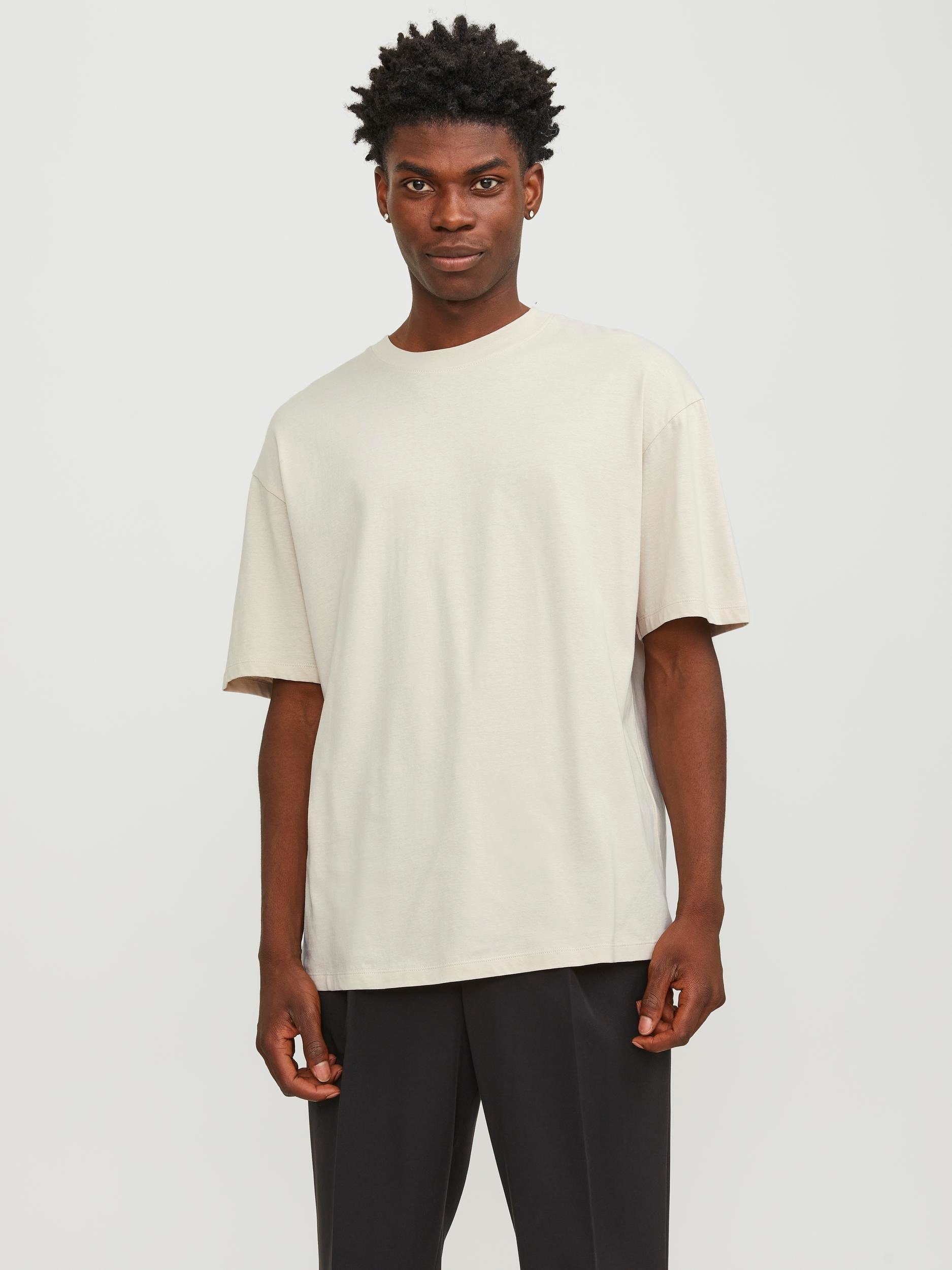 Jack & Jones Oversized shirt JJEBRADLEY TEE SS O-NECK NOOS heren ronde hals maat S wit