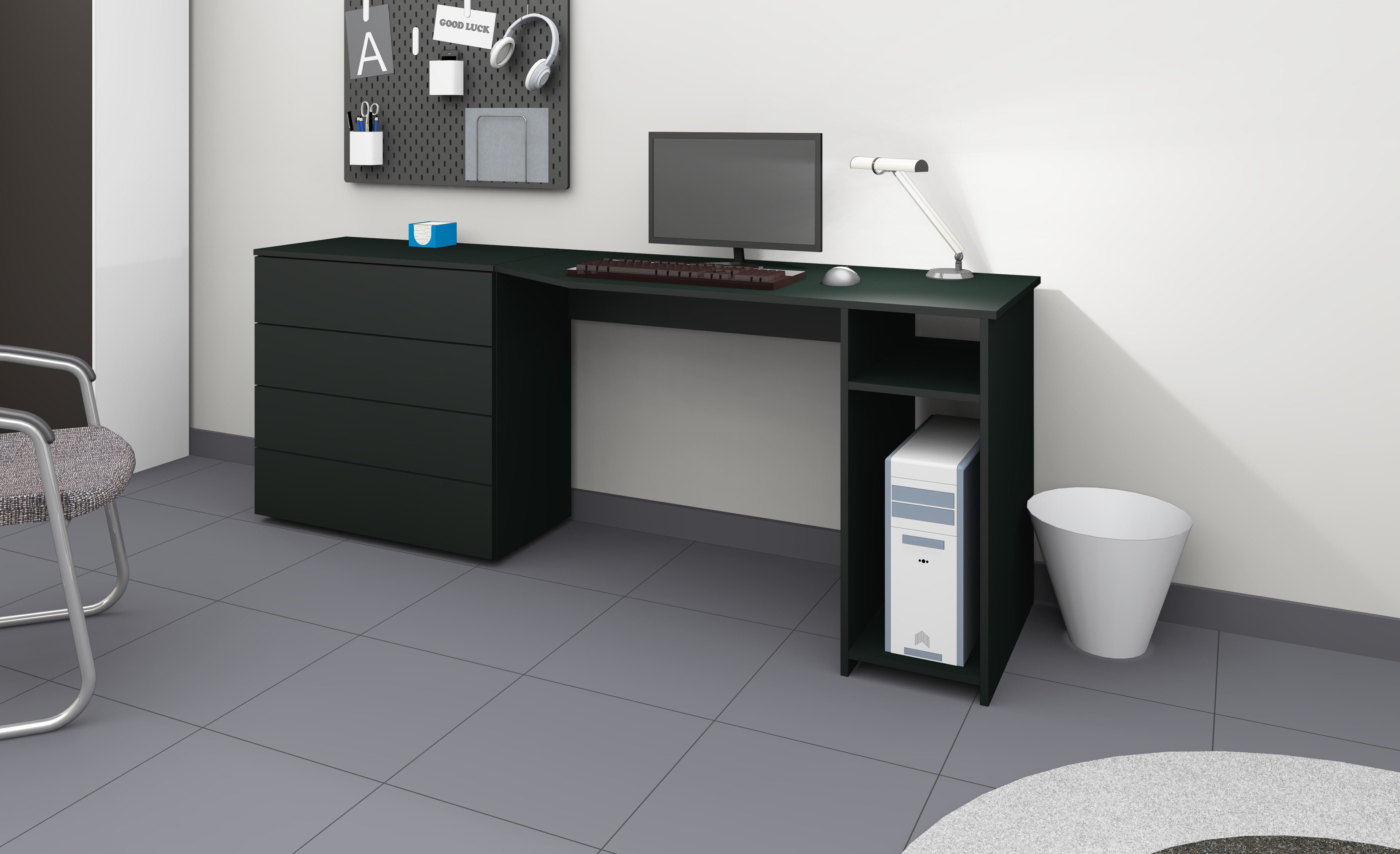 borchardt Möbel Bureau Vaasa Breedte 196 cm, push-to-openfunctie