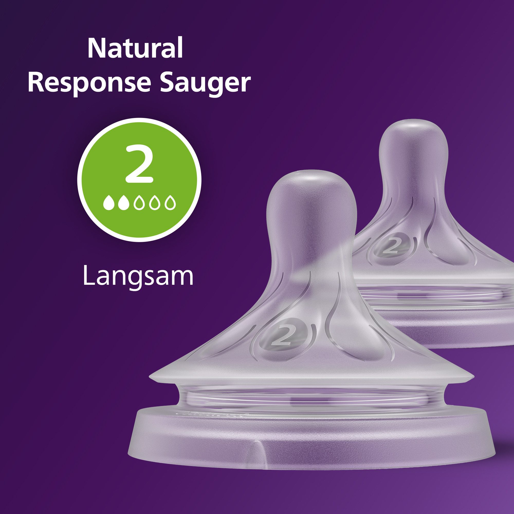 Philips AVENT Flesspeen Natural Response SCY962/02 2 stuks met anti-koliek ventiel, vanaf 0 maanden