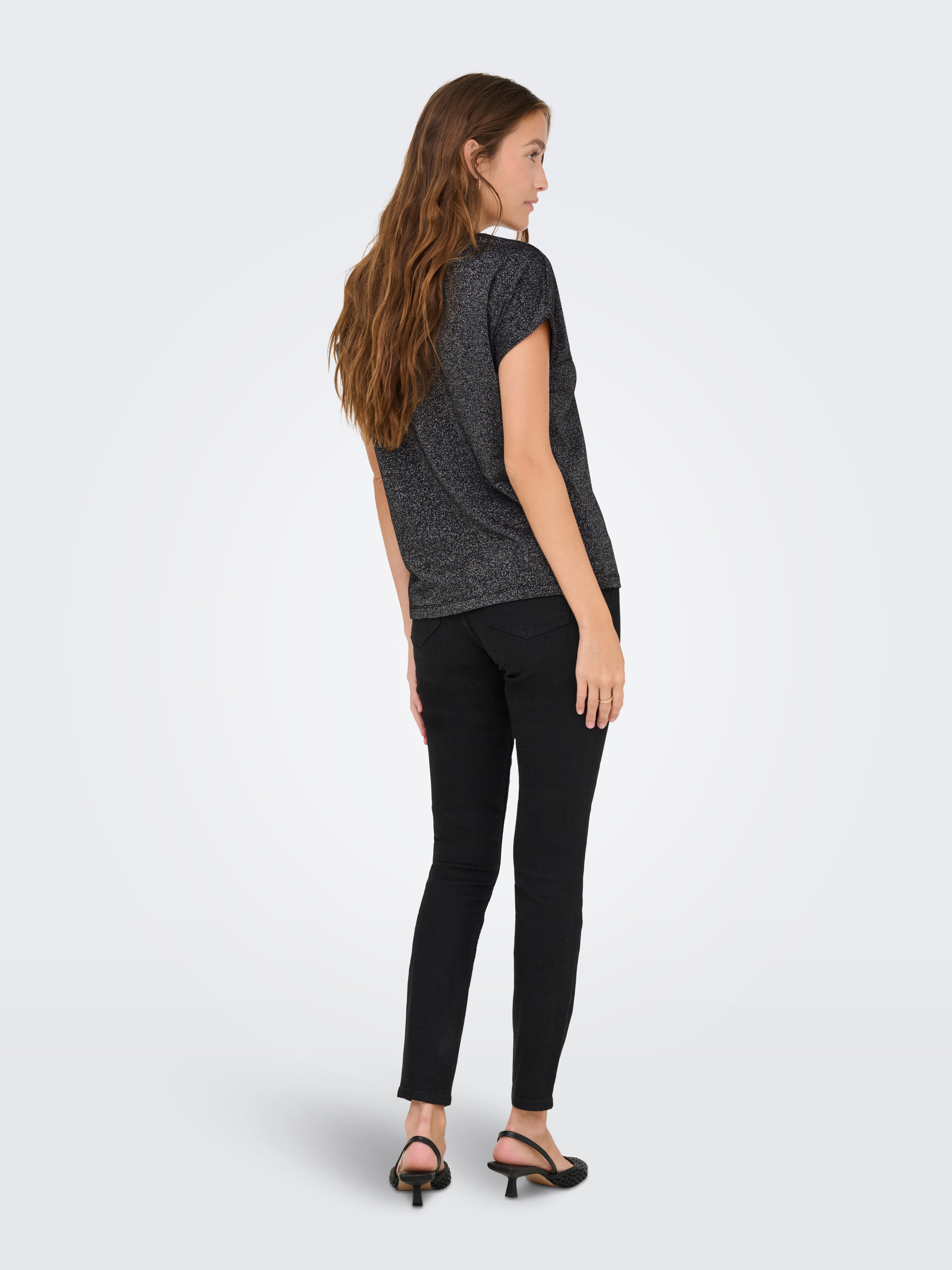 Only Shirt met korte mouwen ONLMOSTER GLITTER S/S TOP NOOS JRS
