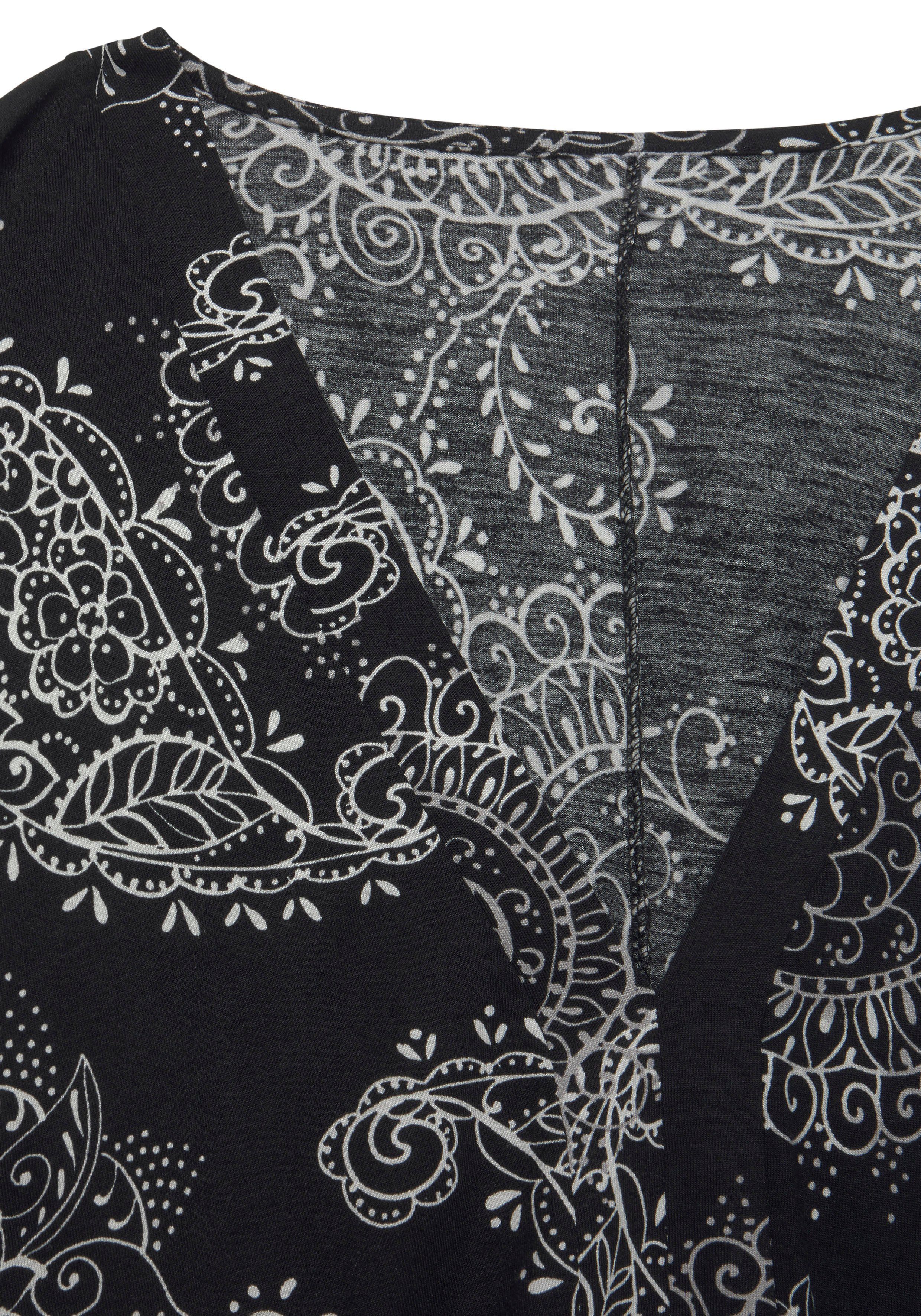 Vivance Shirt met 3/4-mouwen met all-over print en v-hals, blouseshirt, blouseshirt met lange mouwen
