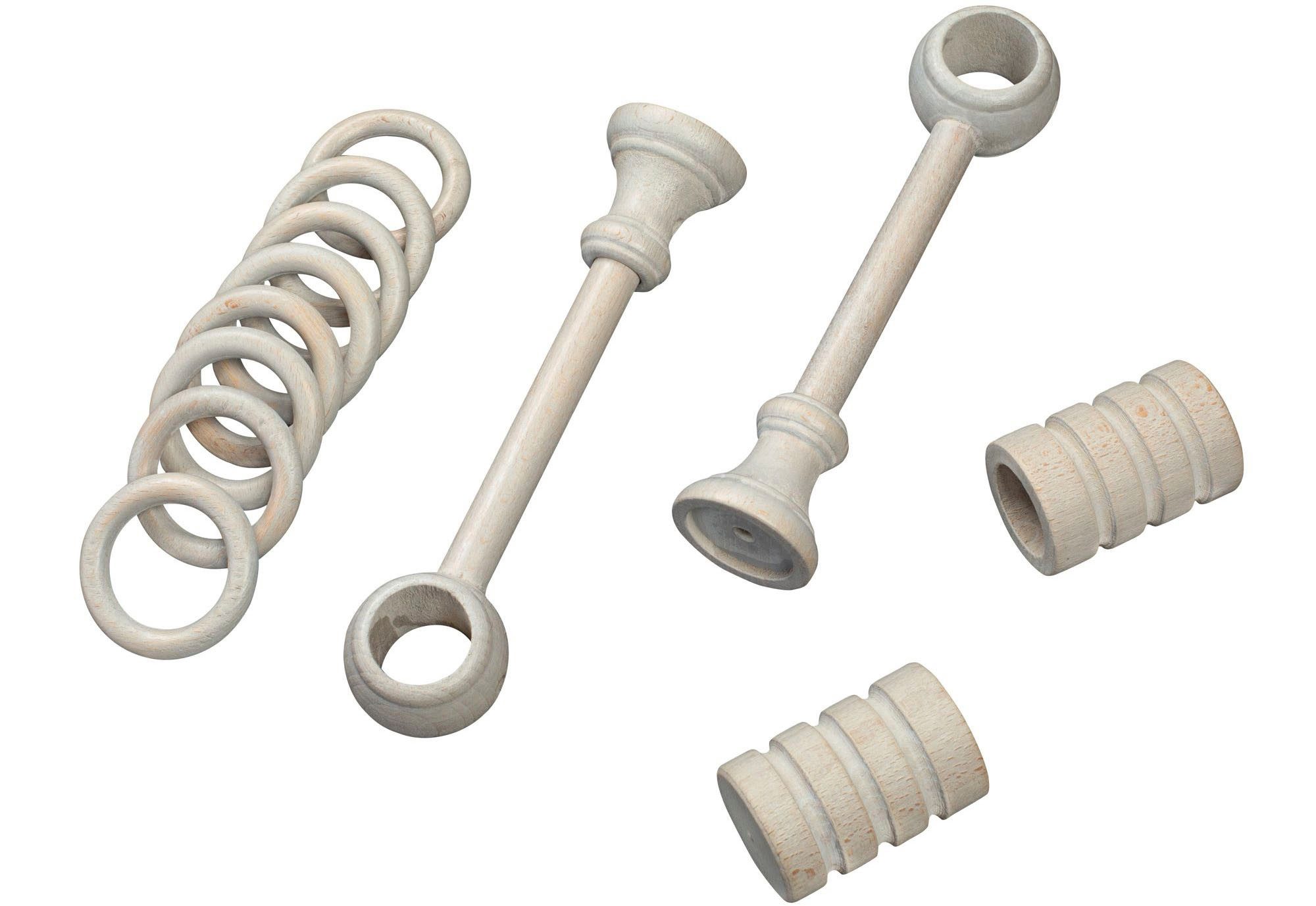 SN DECO GROUP Gordijnroede Pisa 28 mm, hout, verschillende lengtes en kleuren, compleet set (1 stuk)