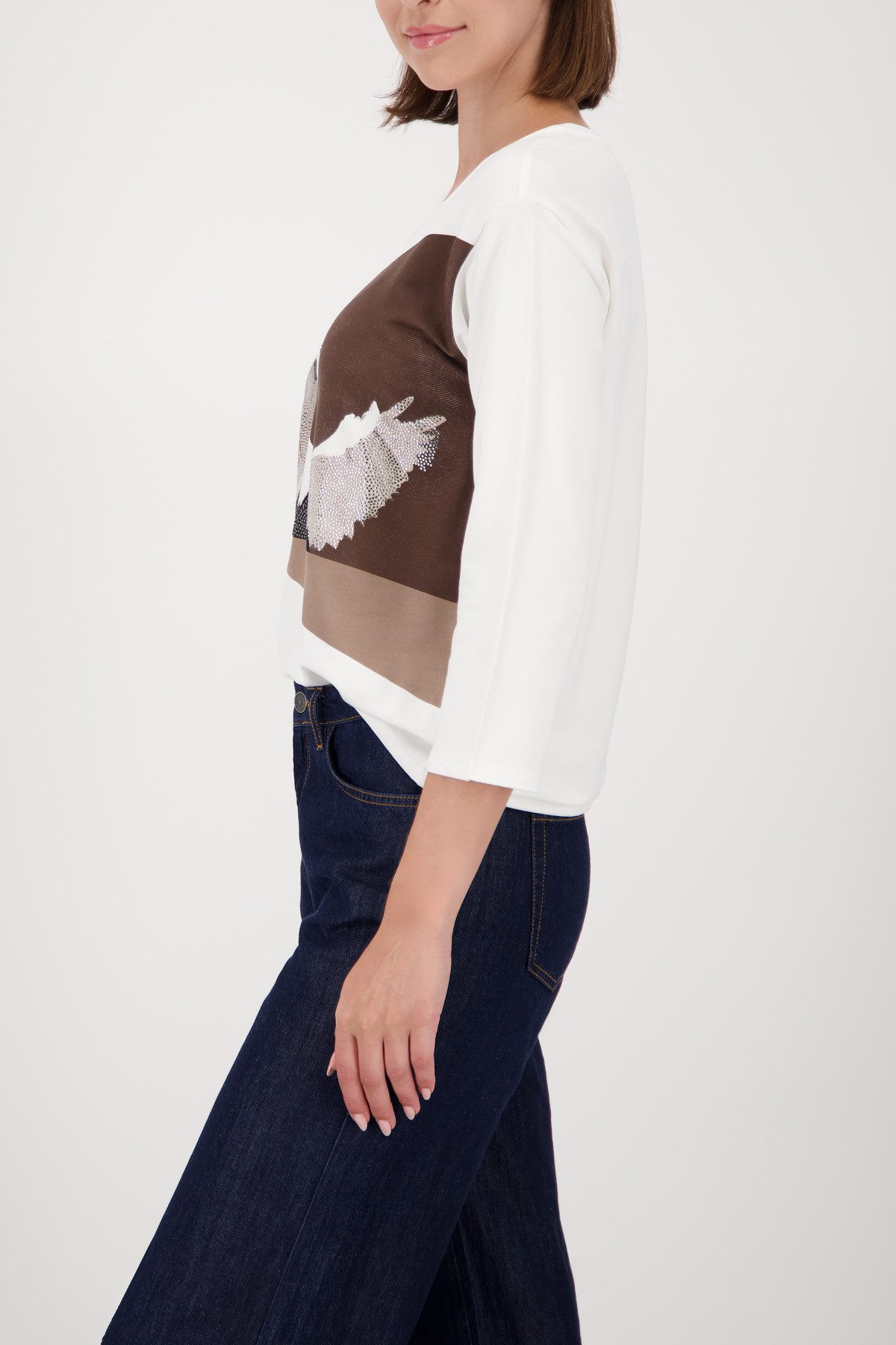 Monari Shirt met 3/4 mouwen Shirt zwaan Regular fit met ronde hals