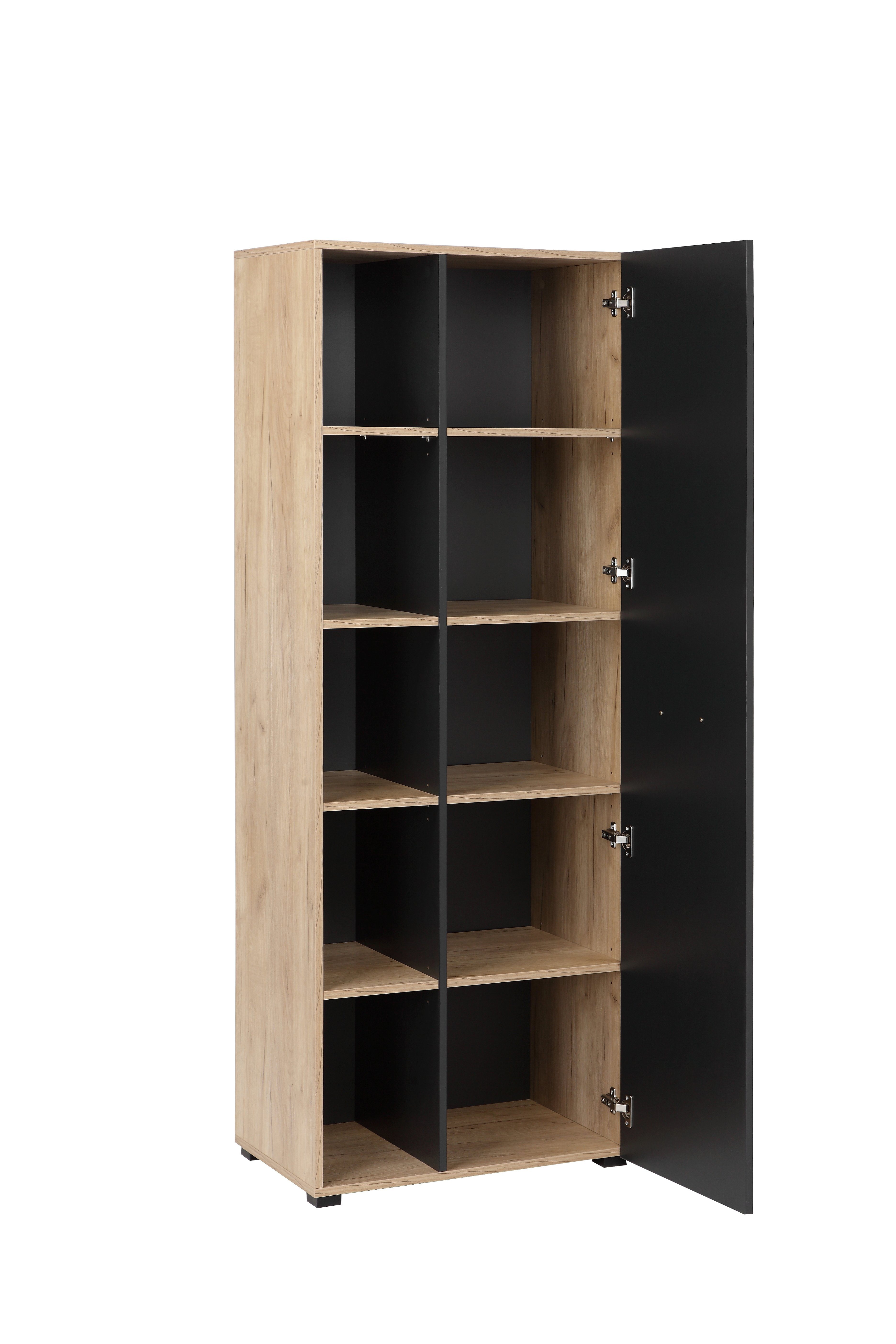 Places of Style Archiefkast Moid, moderne multifunctionele kast, Afmetingen: 64,5 x 41,5 x 175 cm, 5 vakken met veel opbergruimte