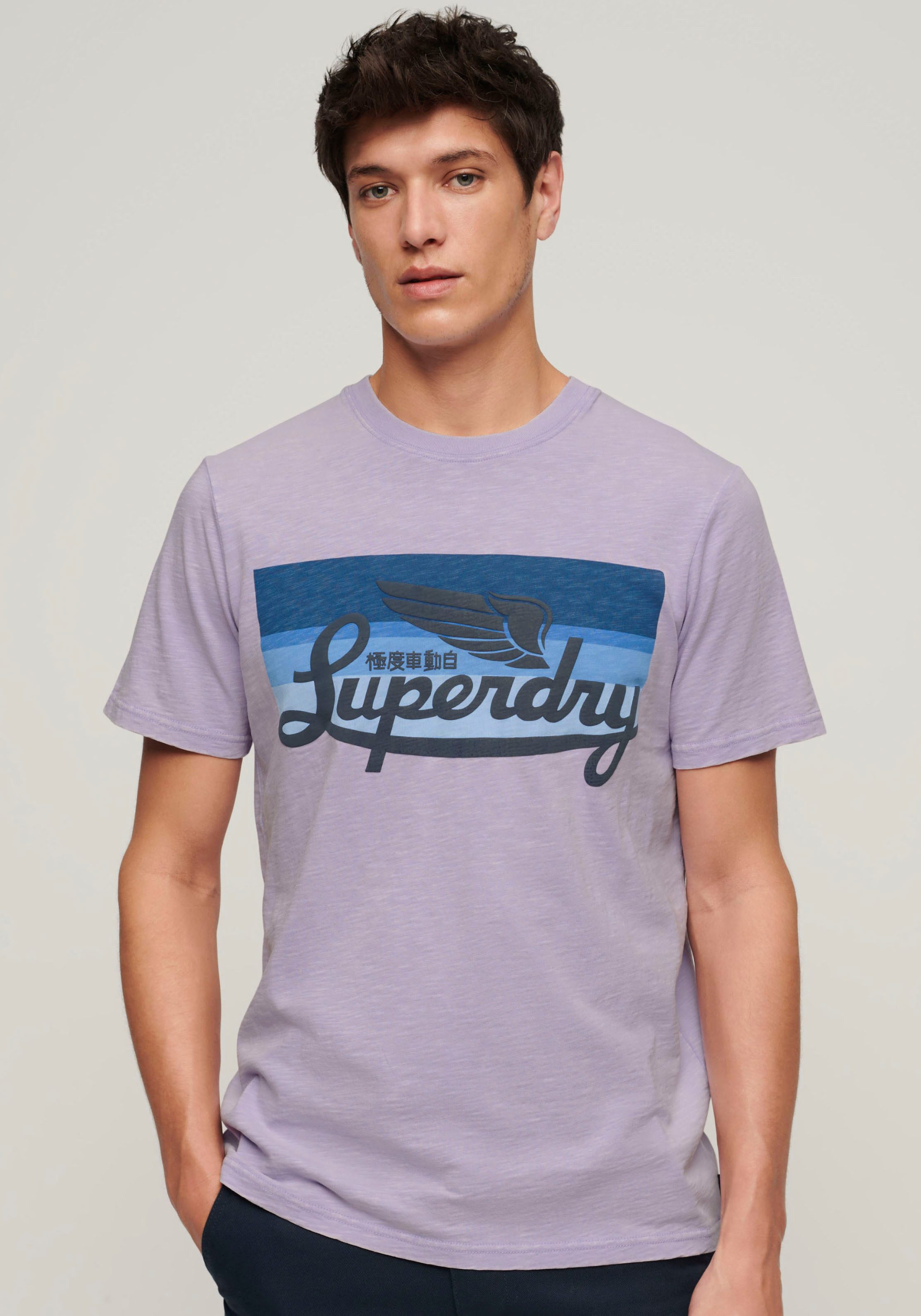 Superdry T-shirt Korte Mouw CALI STRIPED LOGO T SHIRT