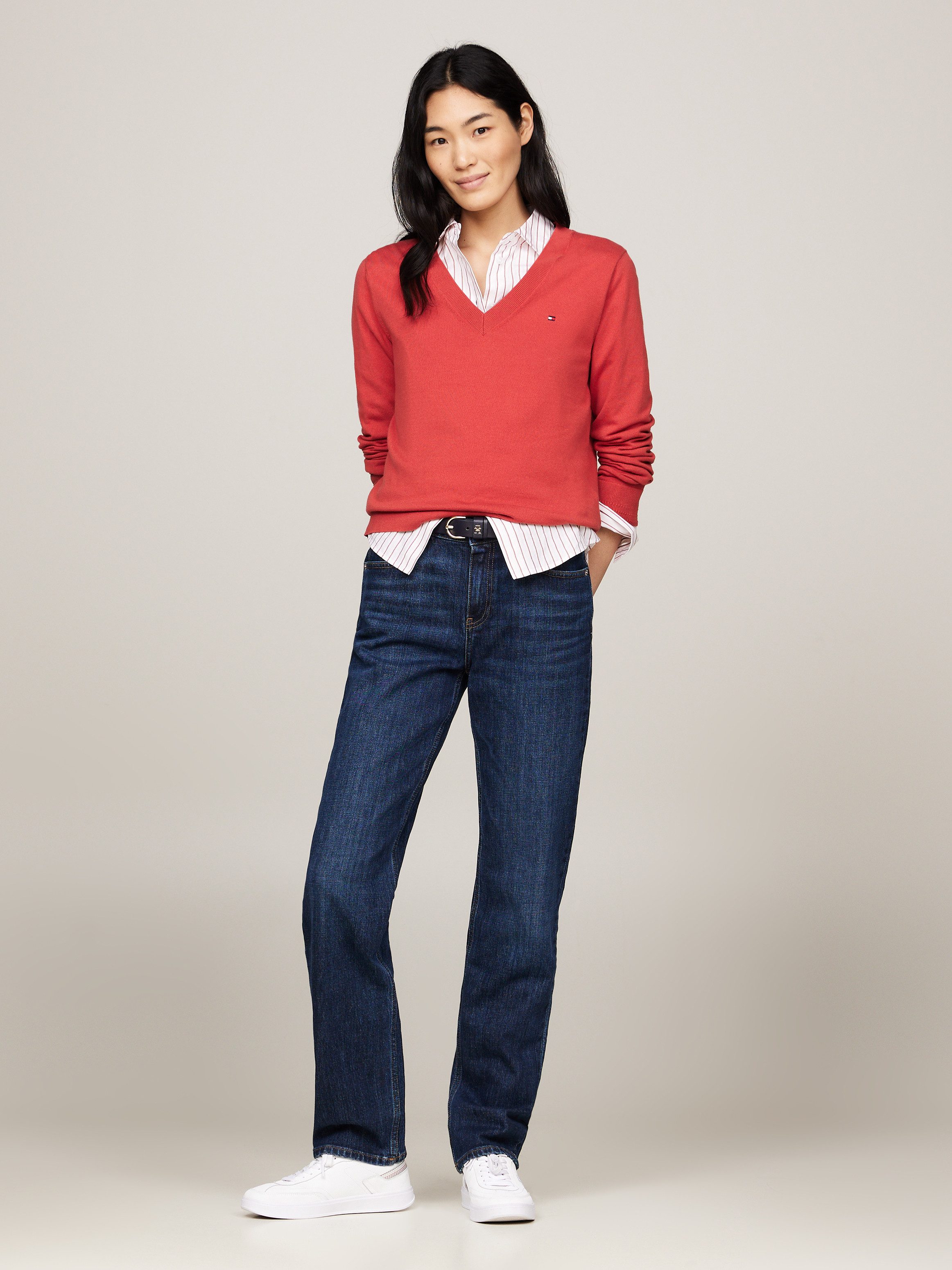 Tommy Hilfiger Trui met V-hals met logoborduursel