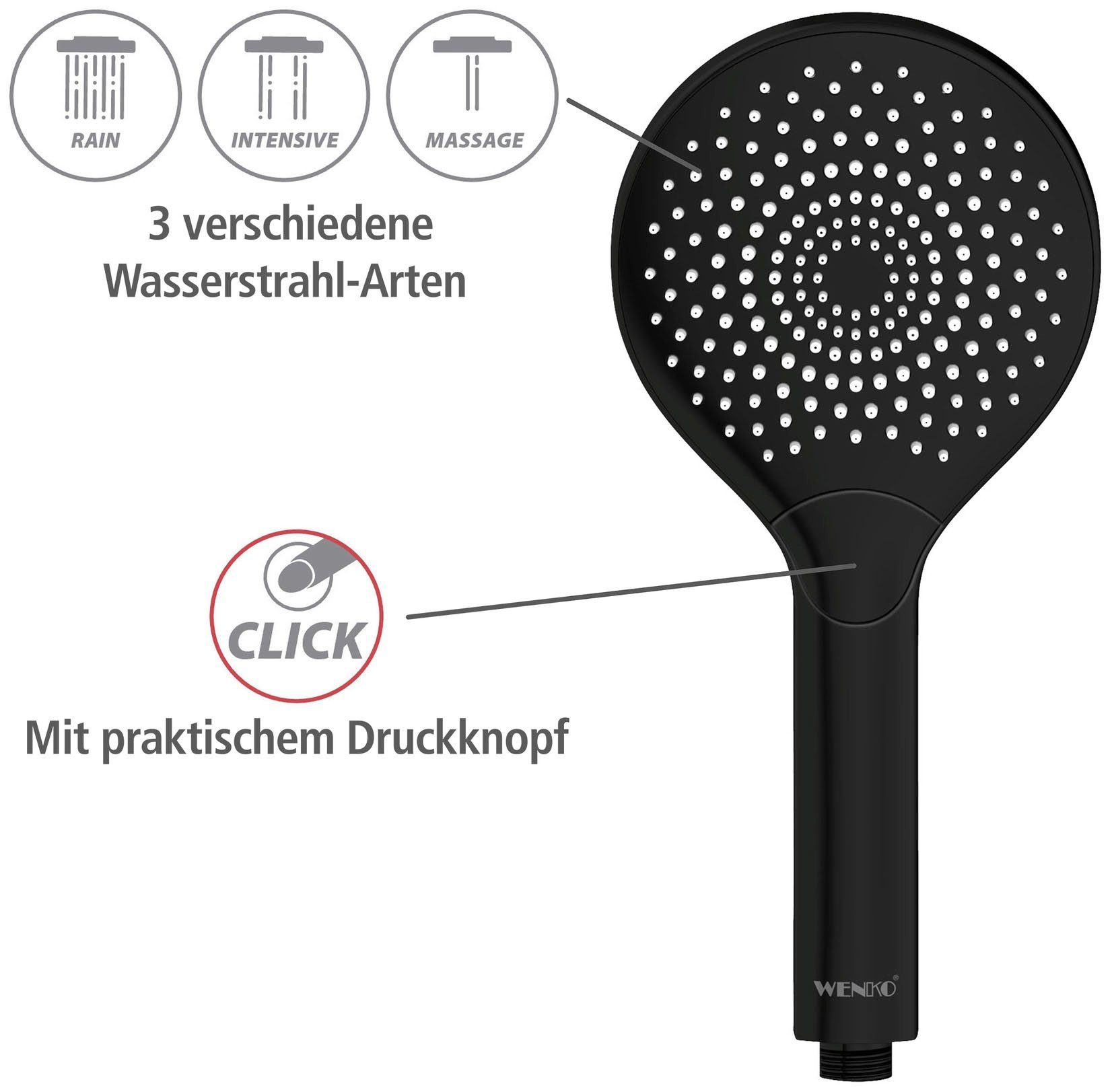 WENKO Handsproeier Watersaving Zwart mat, Ø 12 cm (1-delig)
