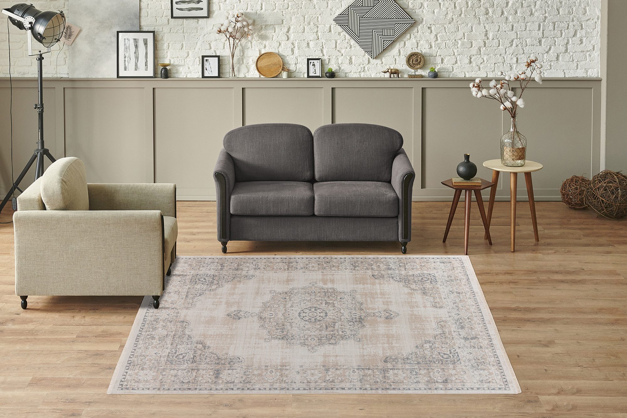 Kayoom Vloerkleed Milan 125 ca. 436.800 punten/qm, kortpolig tapijt, zachte feel, hoogwaardig moderne vloerkleden maat 120 cm x 170 cm x 5 mm grijs
