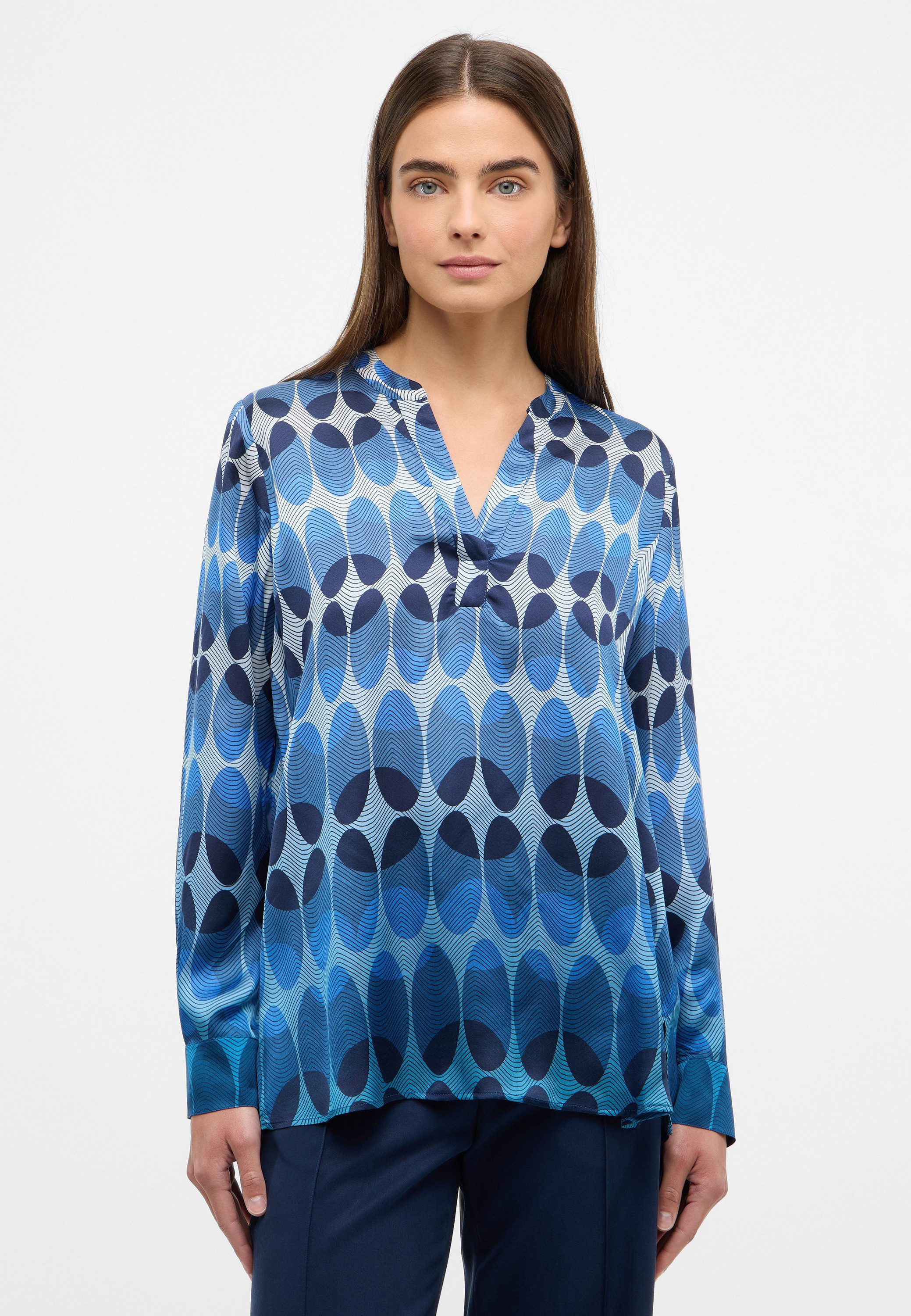 Eterna Lange blouse Loose fit dames lange blouses maat 36 blauw