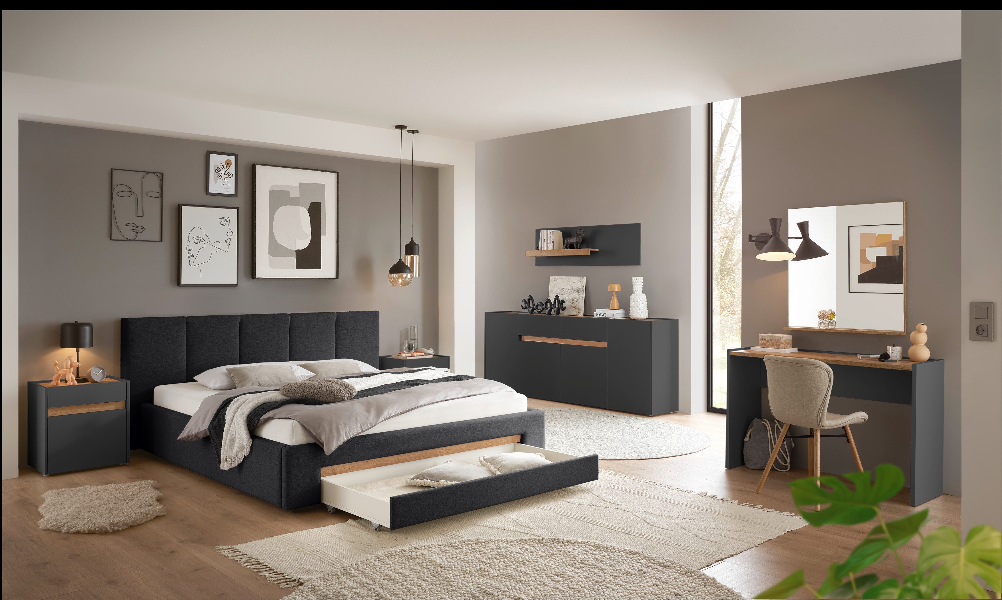 INOSIGN Gestoffeerd bed CiTY/GiRON, bedframe met bedlade, gestoffeerd opbergbed met hondenbed of opberglade, bekleding van corduroy of linnenlook